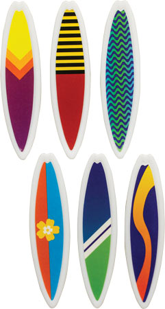 Surfboard Cake Decorations or Cupcake Toppers - 24 pcs