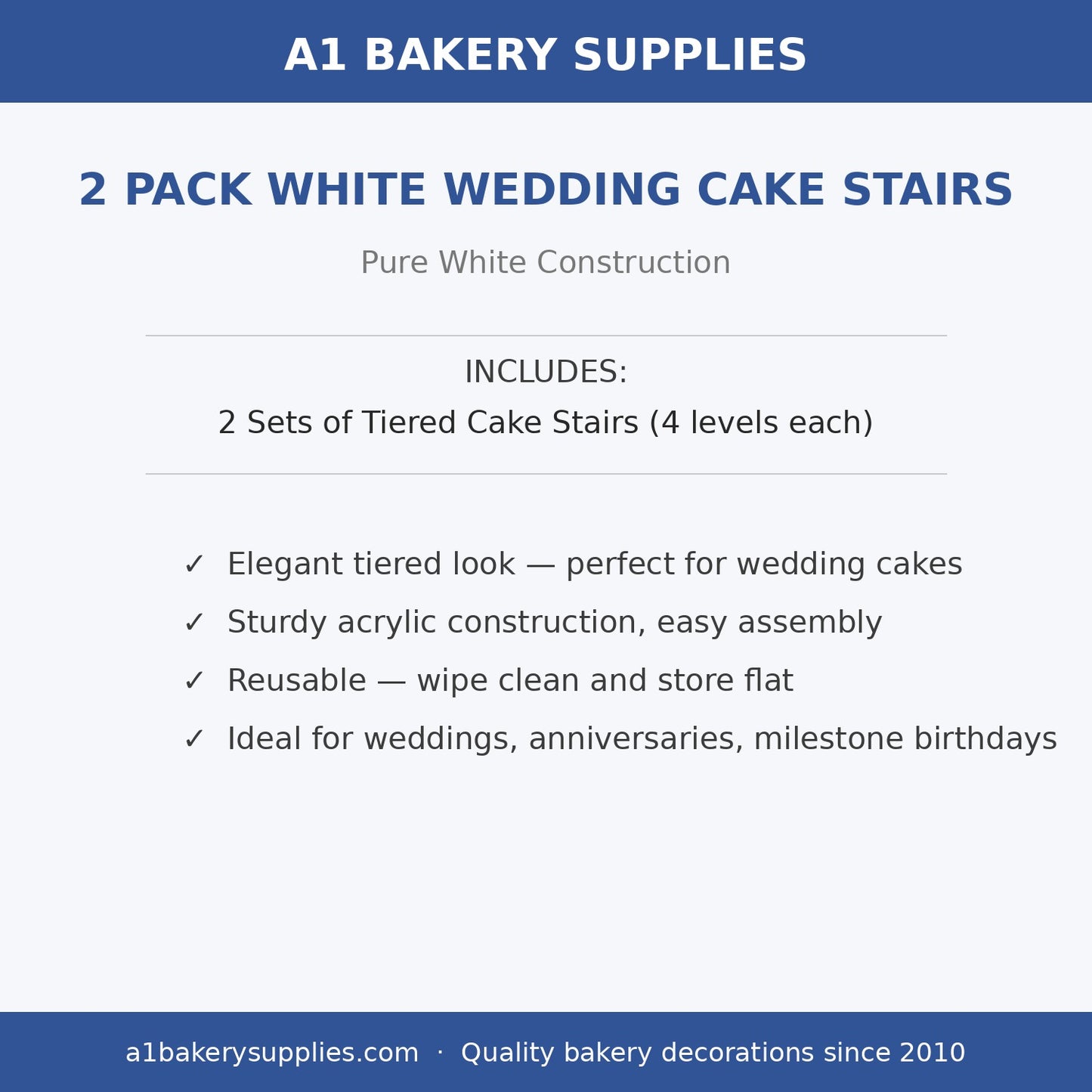 2 Pack White Wedding Cake Stairs