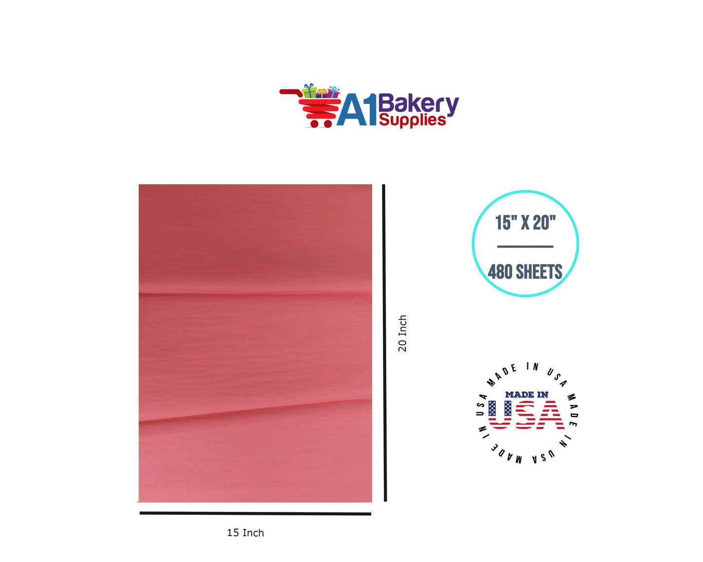 Coral Rose Color Gift Wrap Tissue Paper 15 Inch x 20 Inch - 480 Sheets Pack