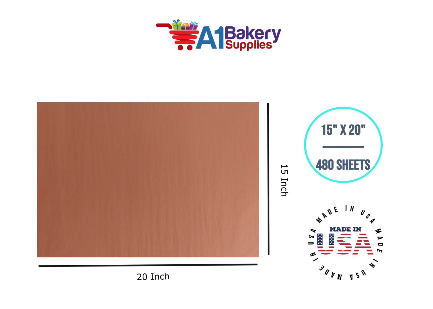 Terra Cotta Tissue Paper Squares Bulk 480 Sheets Premium Gift Wrap and Art Supplies for Birthdays Holidays or Presents by A1 Bakery Supplies Large 15 Inch x 20 Inch