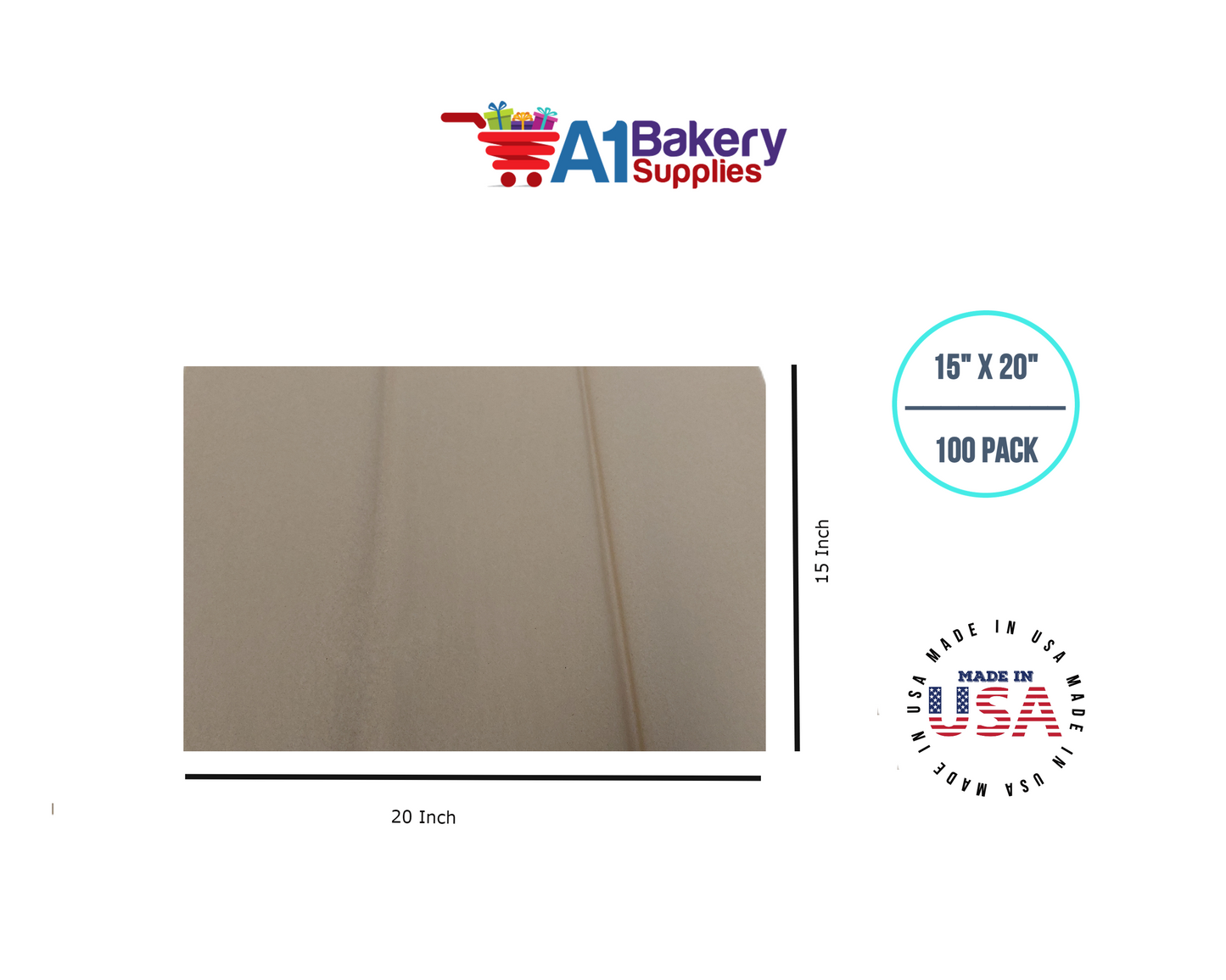 Desert Tan Tissue Paper Squares, Bulk 100 Sheets, Premium Gift Wrap and Art Supplies for Birthdays, Holidays, or Presents by A1BakerySupplies, Medium 15 Inch x 20 Inch