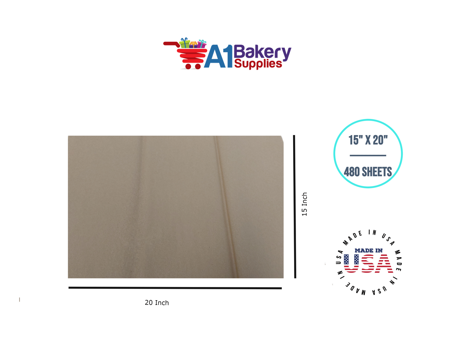 Desert Tan Tissue Paper Squares, Bulk 480 Sheets, Premium Gift Wrap and Art Supplies for Birthdays, Holidays, or Presents by A1BakerySupplies, Large 15 Inch x 20 Inch