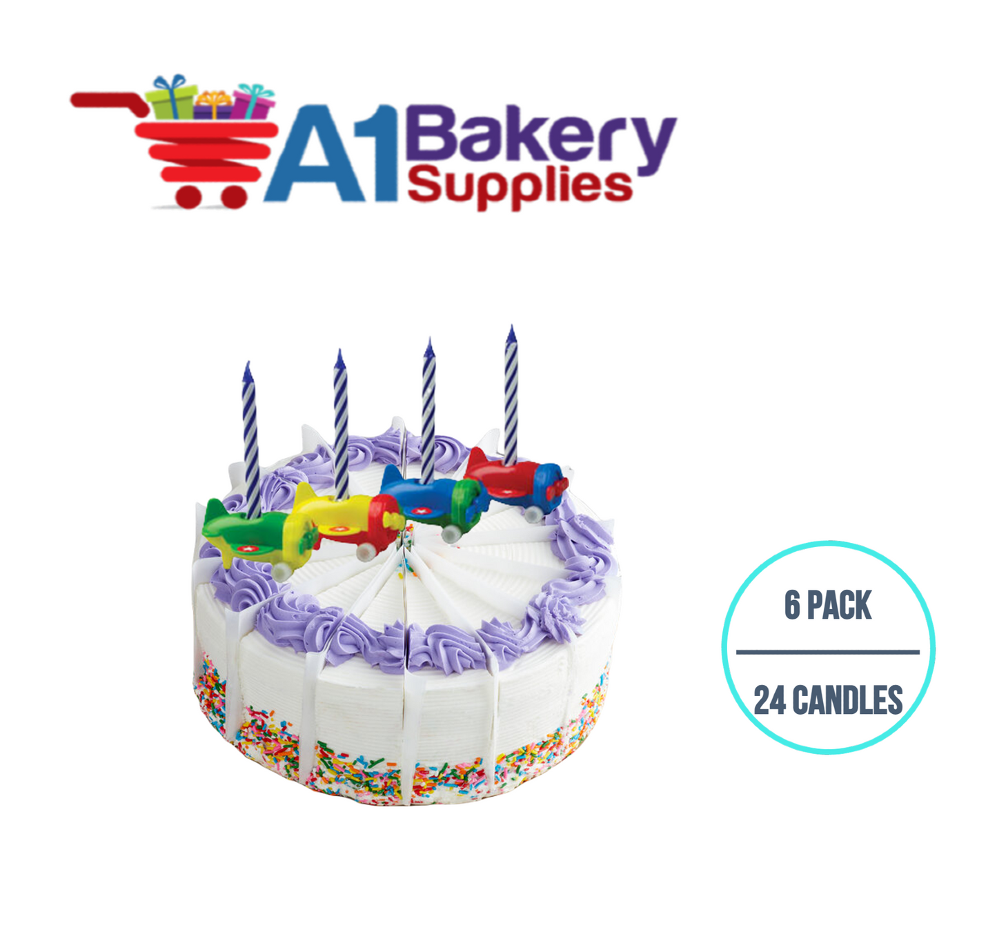 A1BakerySupplies Airplane Candleholder Sets 6 pack for Birthday Cake Decorations and Anniversary