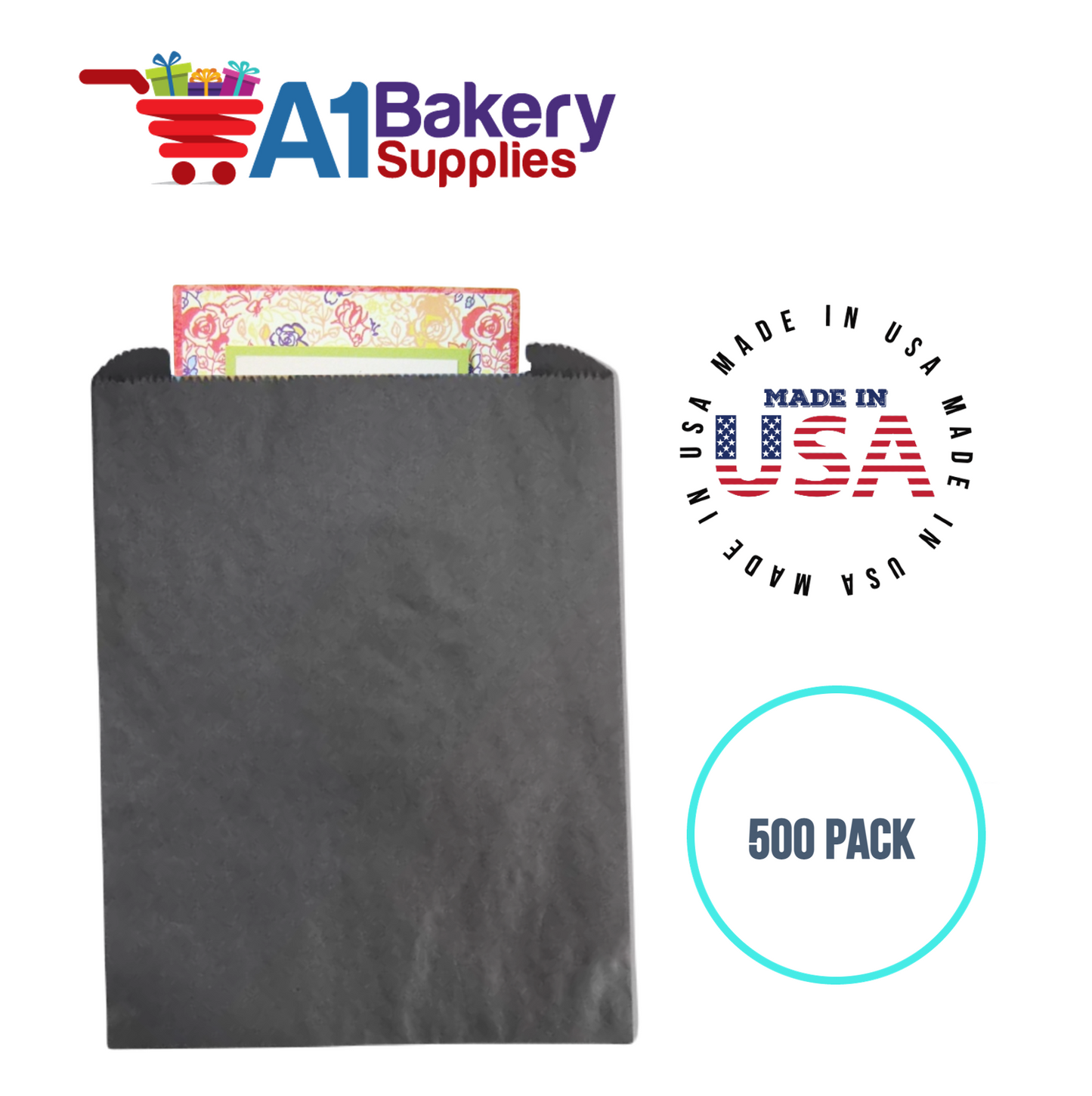 Black Flat Merchandise Bags, Medium, 500 Pack - 8.5"x11"