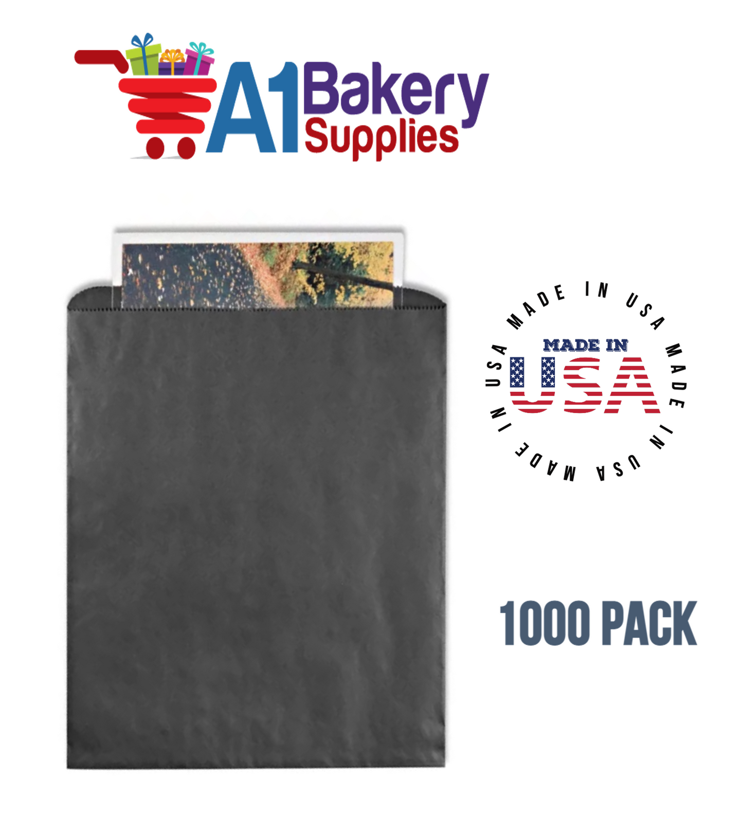 Black Flat Merchandise Bags, Medium, 1000 Pack - 12"x15"