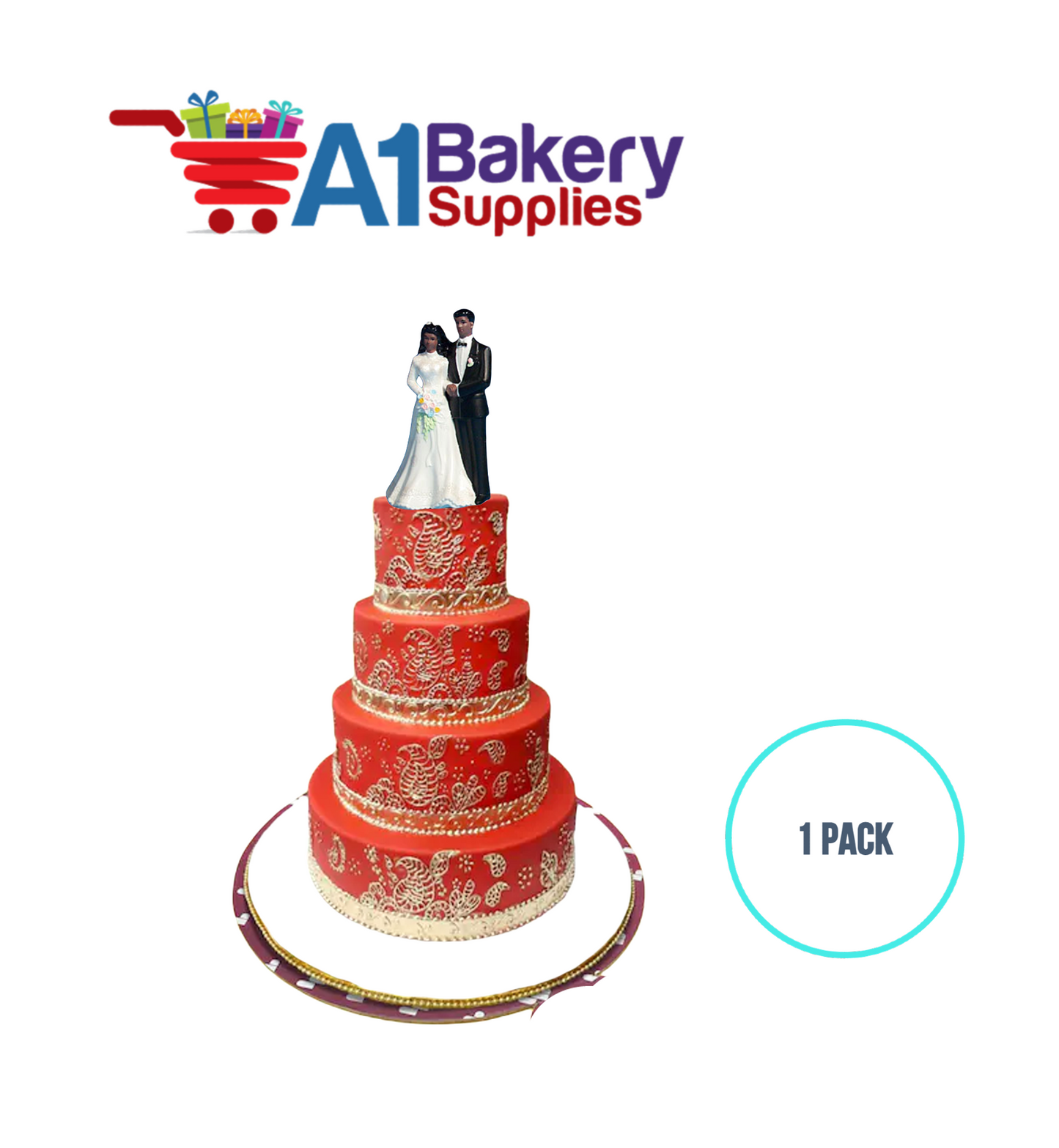 A1BakerySupplies Bride & Groom Figure - AA 1 pack Wedding Accessories for Birthday Cake Decorations and Marriages