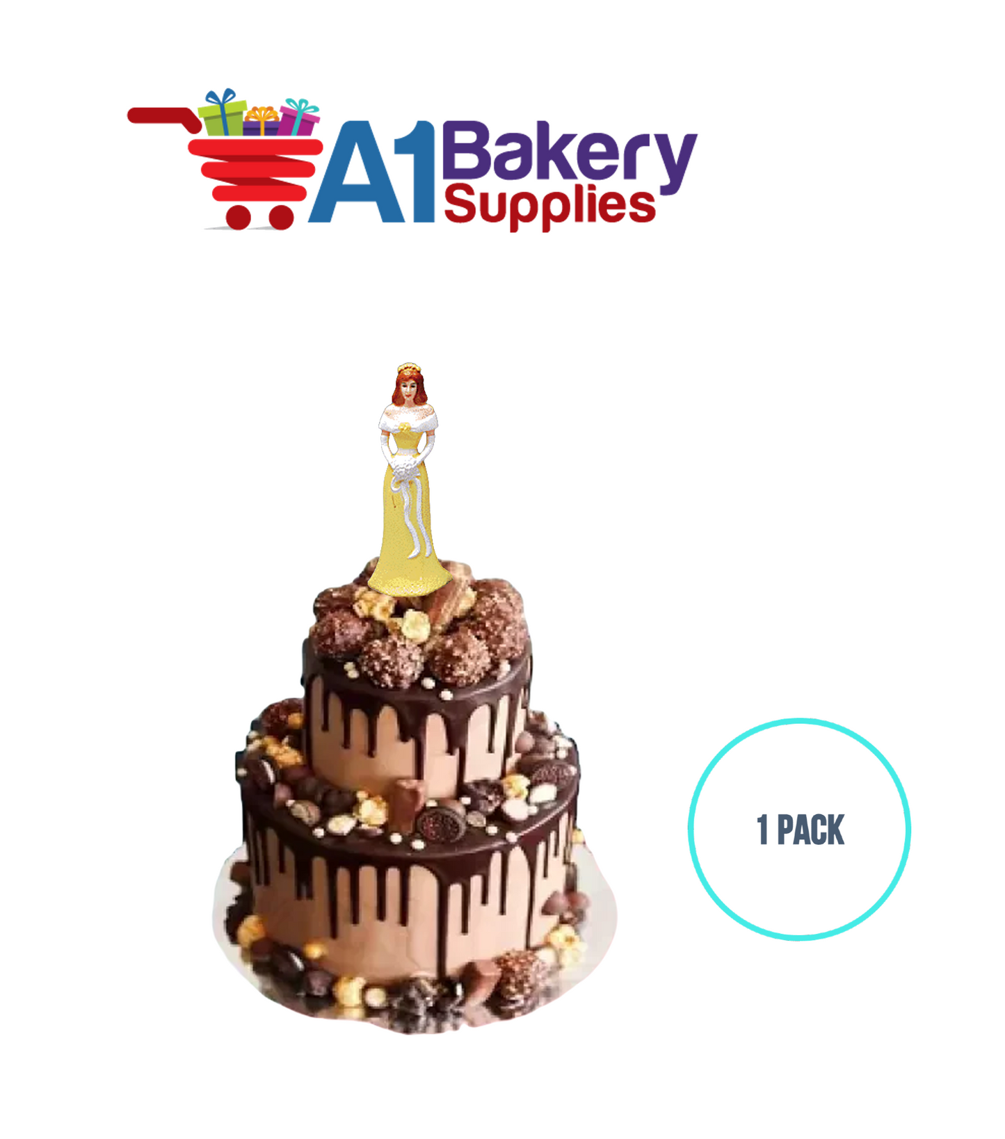 A1BakerySupplies Bridesmaid - Yellow 1 pack Wedding Accessories for Birthday Cake Decorations and Marriages