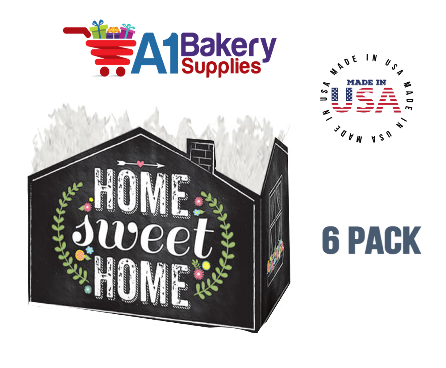 Chalkboard Home Sweet Home Basket Box, Theme Gift Box, Small 6.75 (Length) x 4 (Width) x 5 (Height), 6 Pack