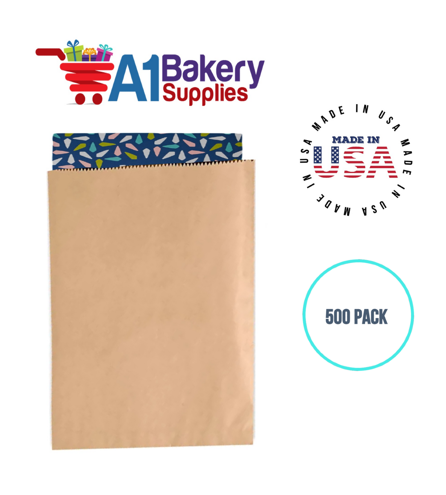 Kraft Flat Merchandise Bags, Medium, 500 Pack - 12"x15"