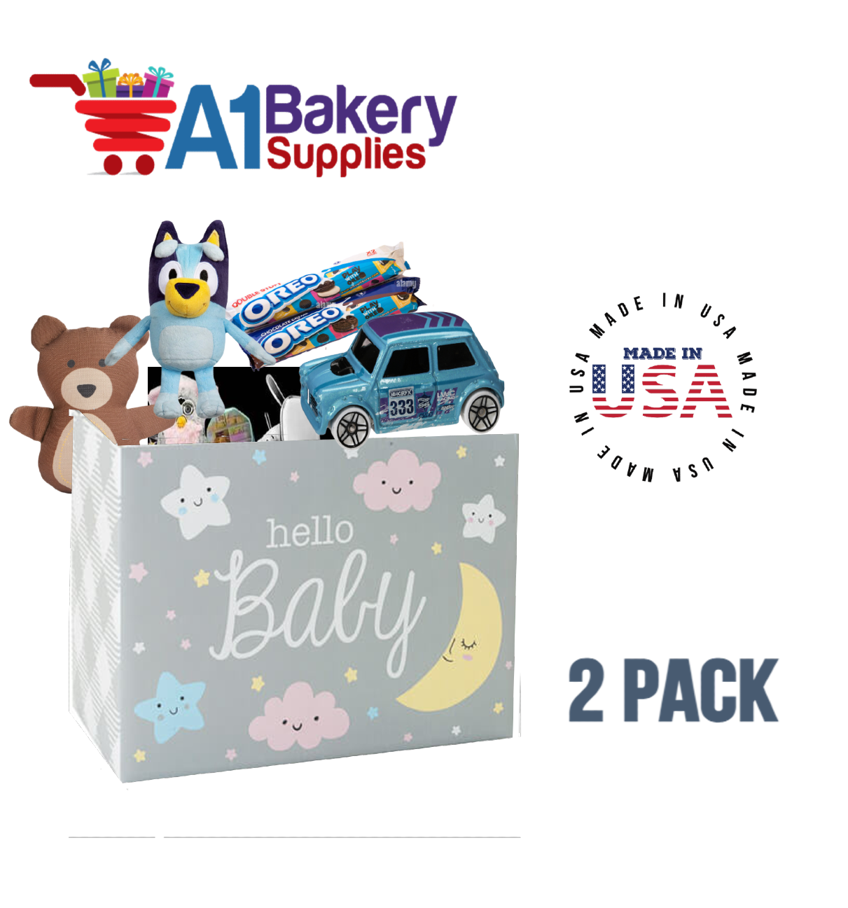 Hello Baby Basket Box, Theme Gift Box, Small 6.75 (Length) x 4 (Width) x 5 (Height), 2 Pack