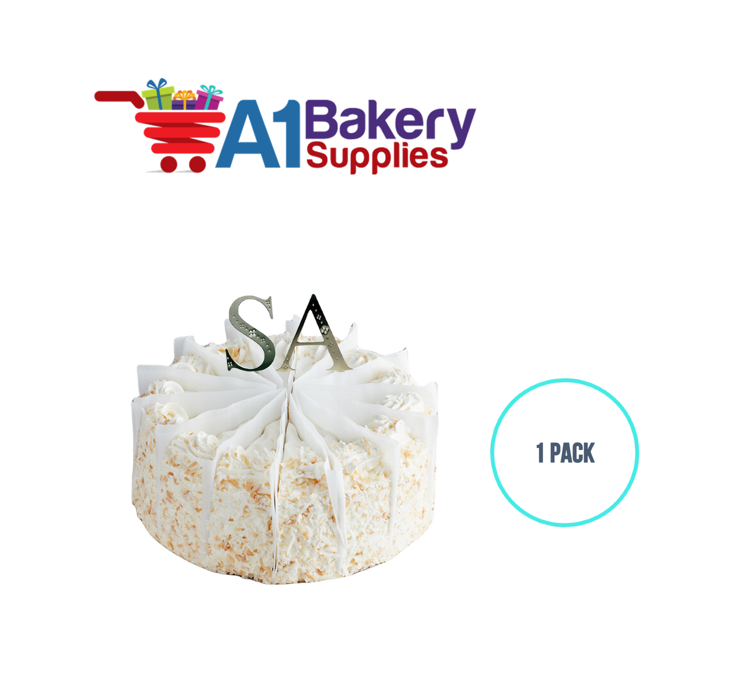 A1BakerySupplies Monogram - Silver Jeweled "F" (4") 1 pack Wedding Accessories for Birthday Cake Decorations and Marriages