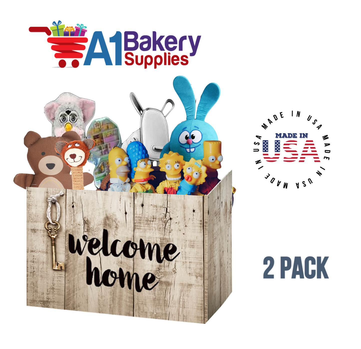 Rustic Welcome Home Basket Box, Theme Gift Box, Large 10.25 (Length) x 6 (Width) x 7.5 (Height), 2 Pack