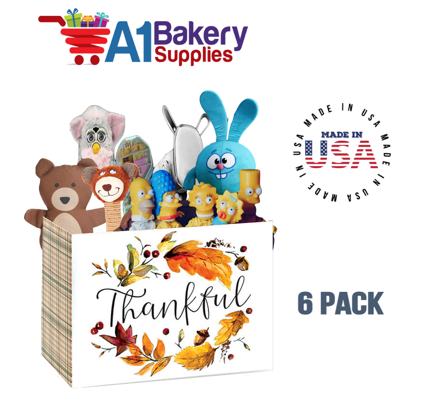 Thankful Plaid Basket Box, Theme Gift Box, Large 10.25 (Length) x 6 (Width) x 7.5 (Height), 6 Pack