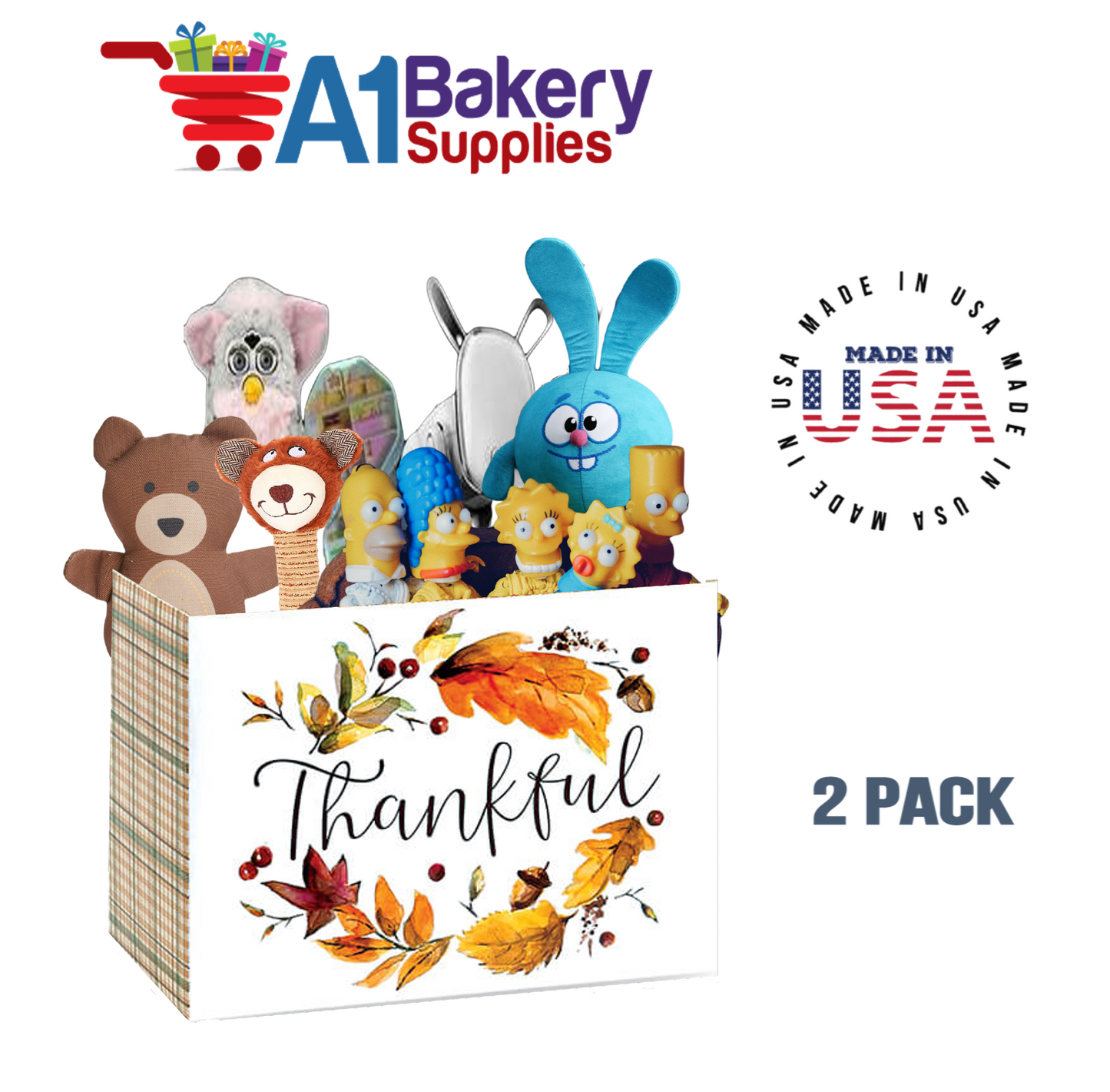 Thankful Plaid Basket Box, Theme Gift Box, Large 10.25 (Length) x 6 (Width) x 7.5 (Height), 2 Pack