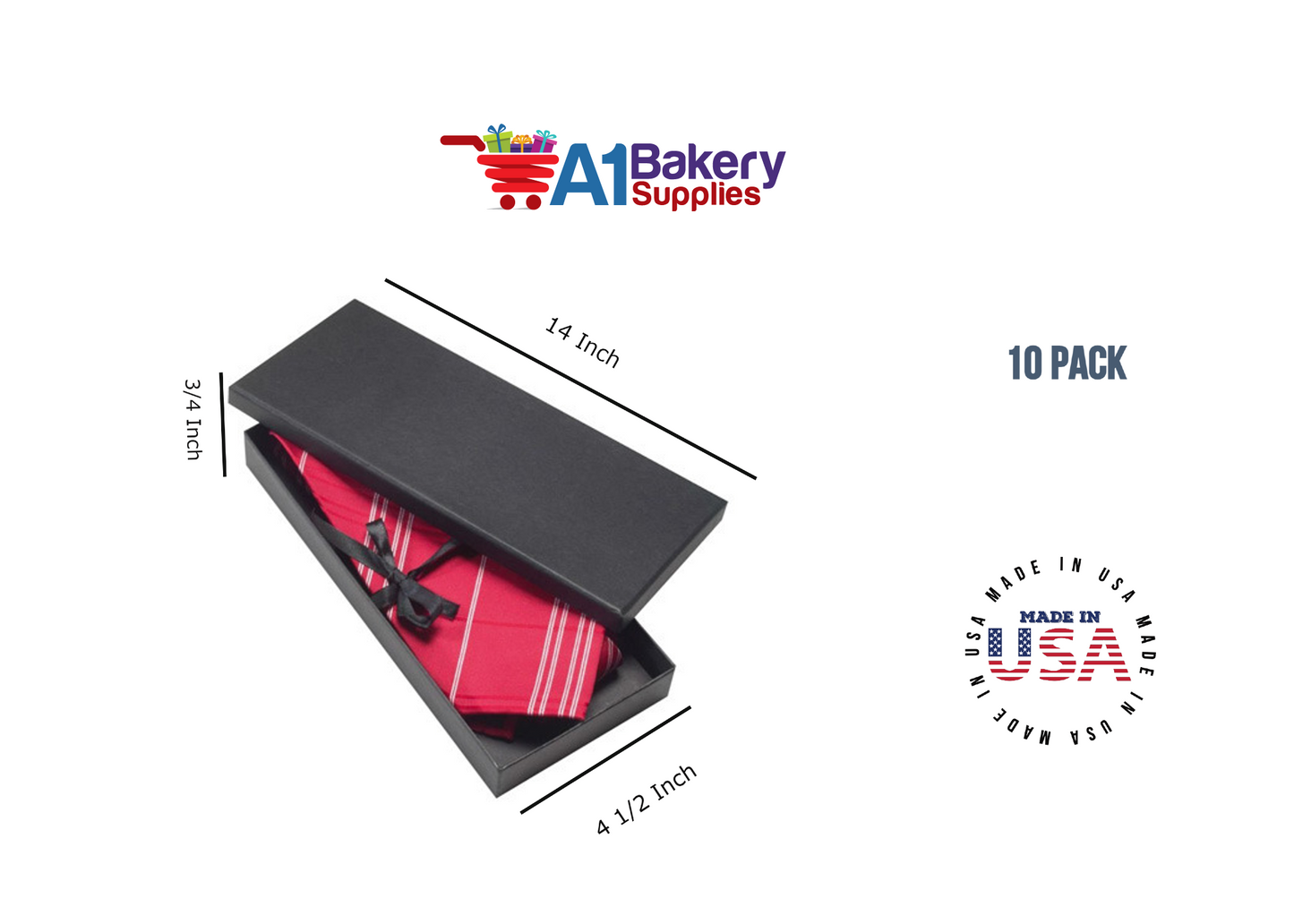 Black Men's Tie Gift Boxes Socks Gift Boxes 10 pack with Gold Thank you sticker