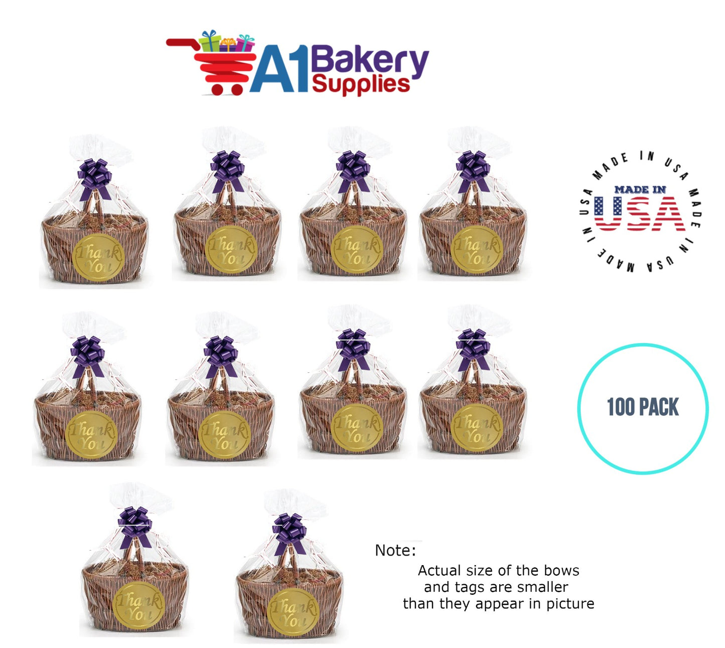 BOPP Sealable Cellophane Bags and Clear Gift Basket Wrap Packaging, 30 in x 40 in, Clear Cello Wrapping for Baby Shower, Wedding Party, or Event Giveaways, 100 Pack