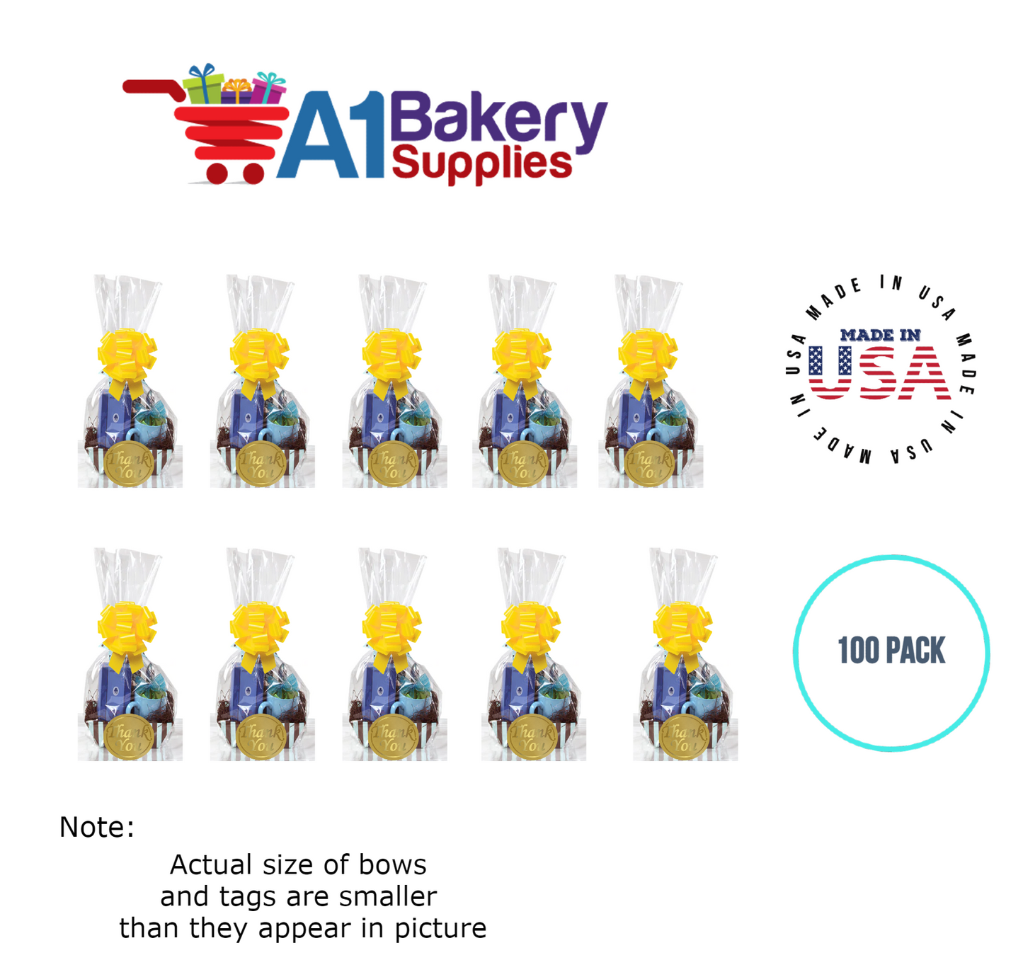 BOPP Sealable Cellophane Bags and Clear Gift Basket Wrap Packaging, 16 in x 24 in, Clear Cello Wrapping for Baby Shower, Wedding Party, or Event Giveaways, 100 Pack