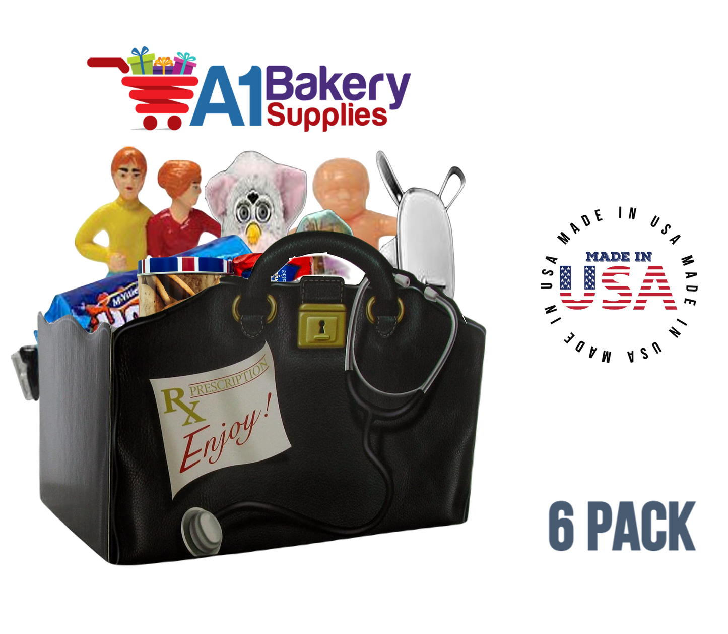 Get Well Doctors Bag, Medical Bag, Nurse Bag, Basket Box, Theme Gift Box, Small 6.75 (Length) x 4 (Width) x 5 (Height), 6 Pack