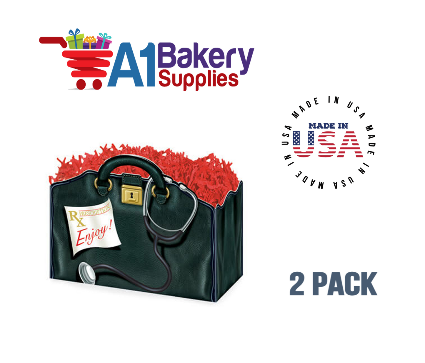 Get Well Doctors Bag, Medical Bag, Nurse Bag, Basket Box, Theme Gift Box, Small 6.75 (Length) x 4 (Width) x 5 (Height), 2 Pack