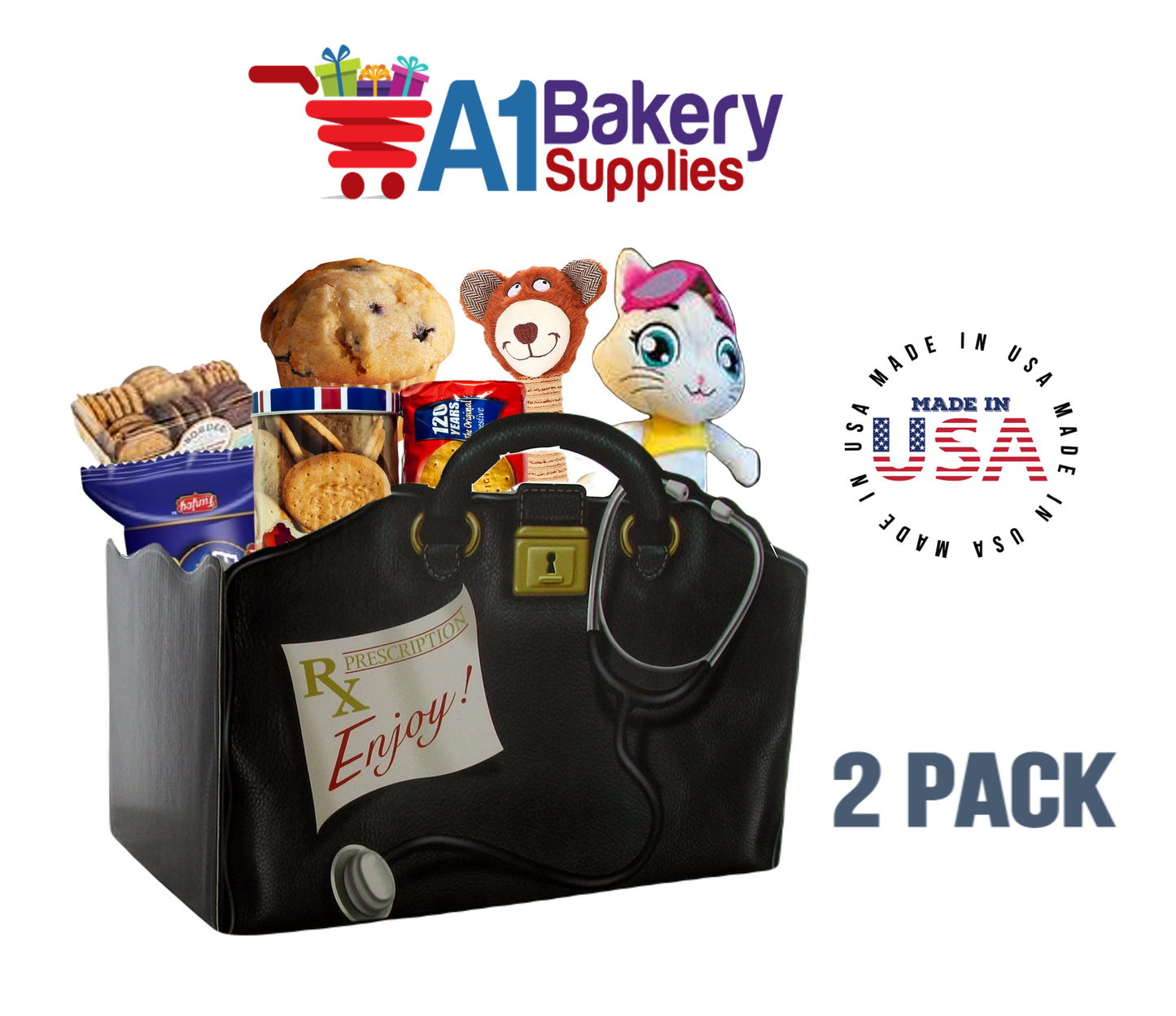 Get Well Doctors Bag, Medical Bag, Nurse Bag, Basket Box, Theme Gift Box, Large 10.25 (Length) x 6 (Width) x 7.5 (Height), 2 Pack