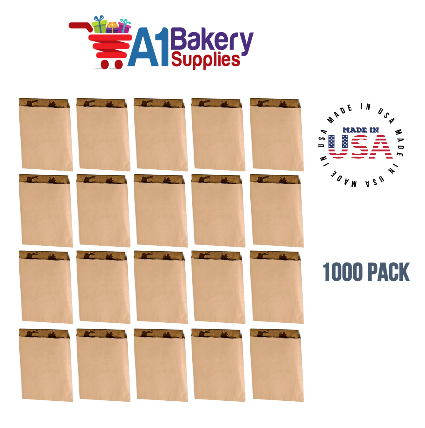 Kraft Flat Merchandise Bags, Medium, 1000 Pack - 7-1/2"x10-1/2"