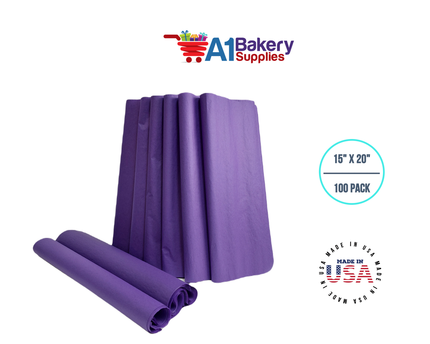 Purple Color Gift Wrap Tissue Paper 15 Inch x 20 Inch - 100 Sheets Pack
