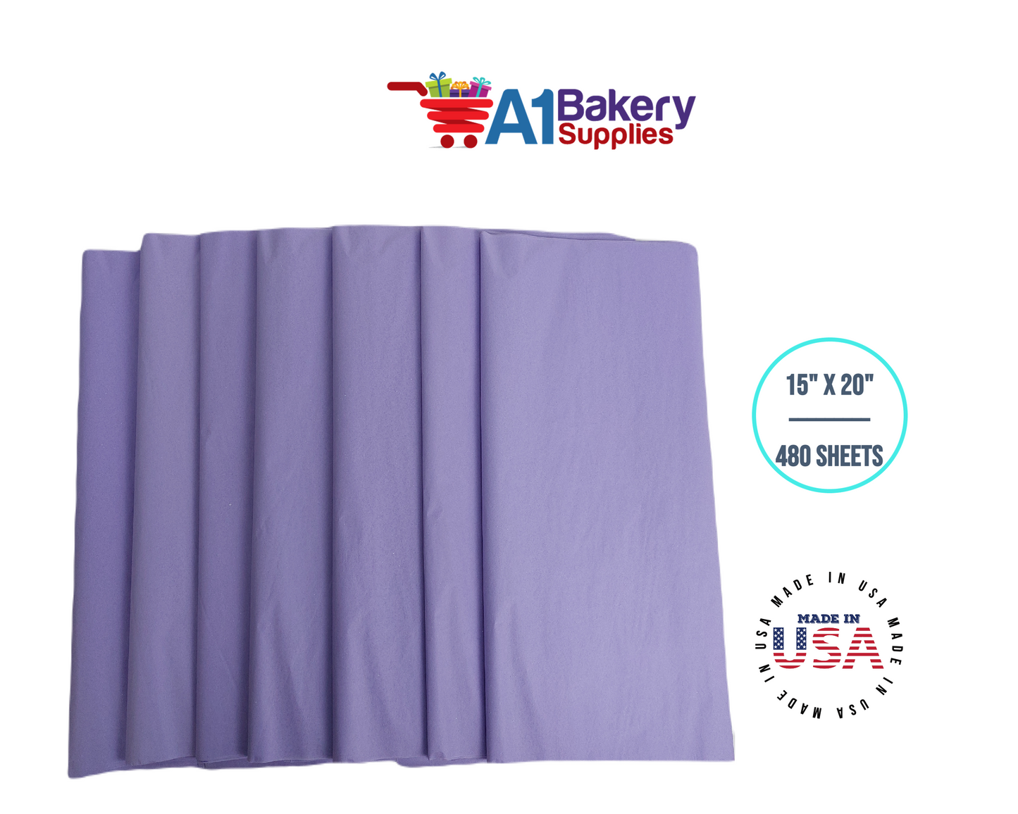 Soft Lavender Tissue Paper Squares, Bulk 480 Sheets, Premium Gift Wrap and Art Supplies for Birthdays, Holidays, or Presents by A1BakerySupplies, Large 15 Inch x 20 Inch