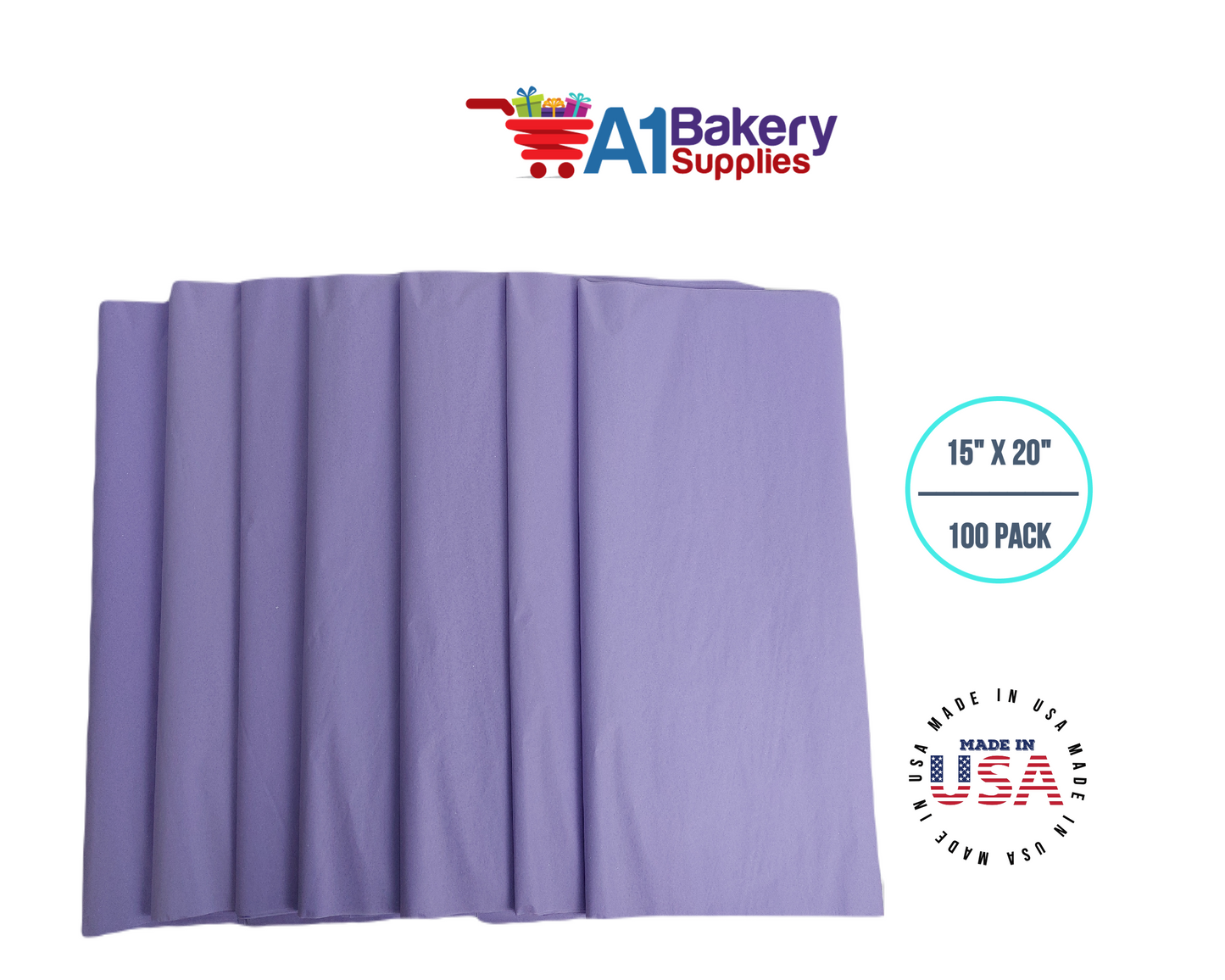 Soft Lavender Tissue Paper Squares Bulk 100 Sheets Premium Gift Wrap and Art Supplies for Birthdays Holidays or Presents by A1 Bakery Supplies Large 15 Inch x 20 Inch