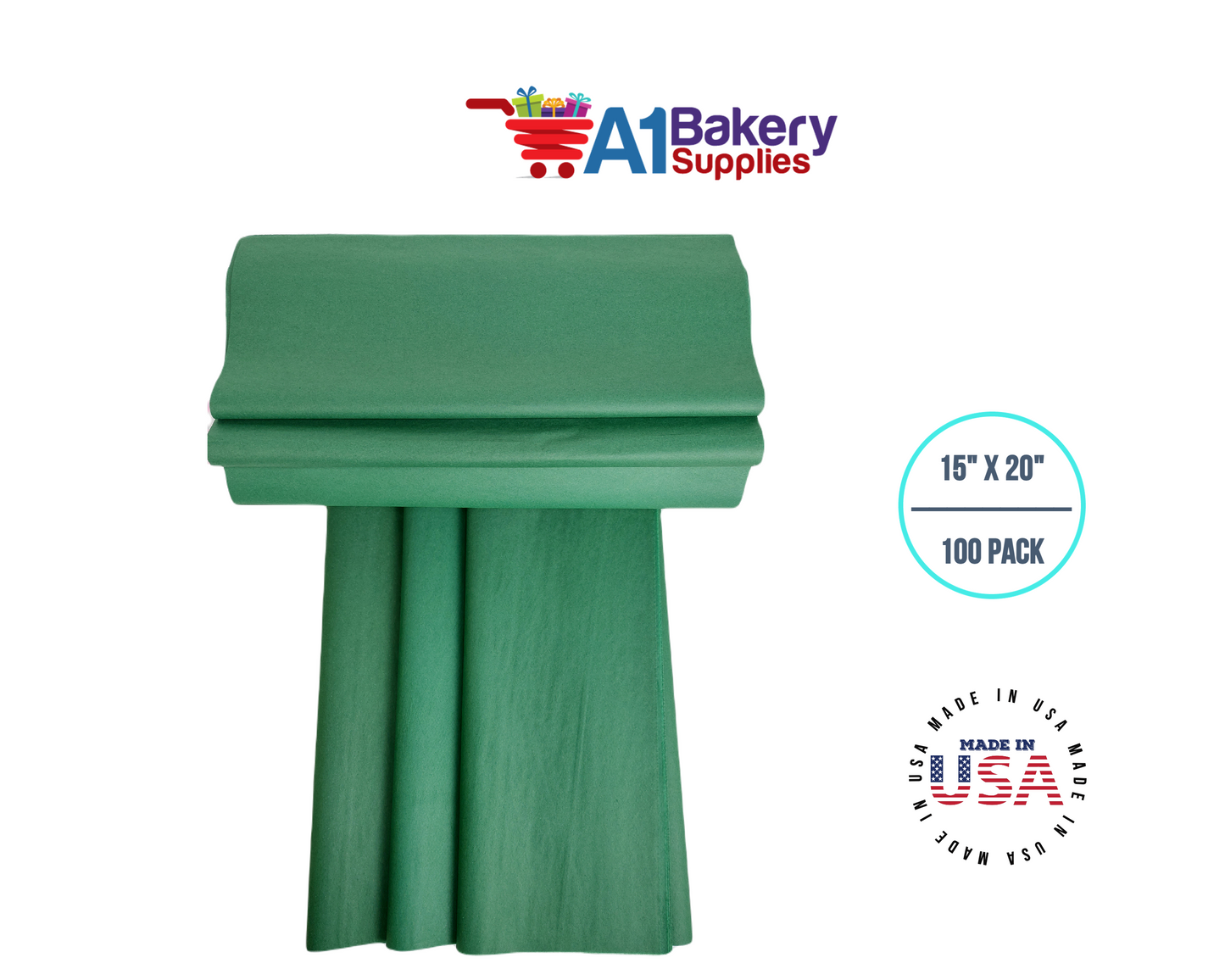 Holiday Green Wrap Tissue Paper 15 Inch X 20 Inch - 100 Sheets