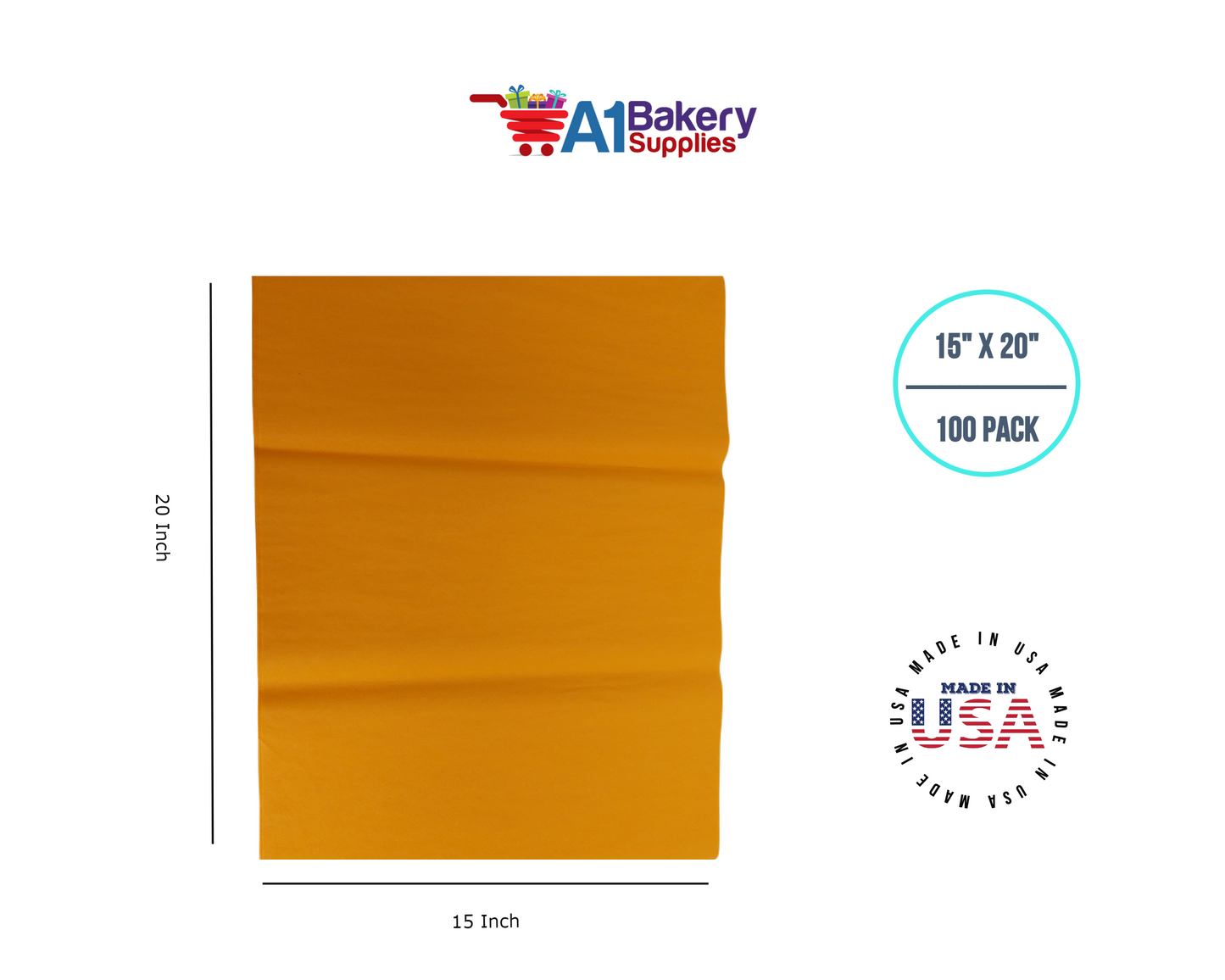 Tangerine Tissue Paper 15 Inch x 20 Inch - 100 Sheets