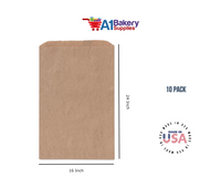 Kraft Brown Flat Paper Merchandise Bags 10 pack by A1 bakery supplies (16x24)