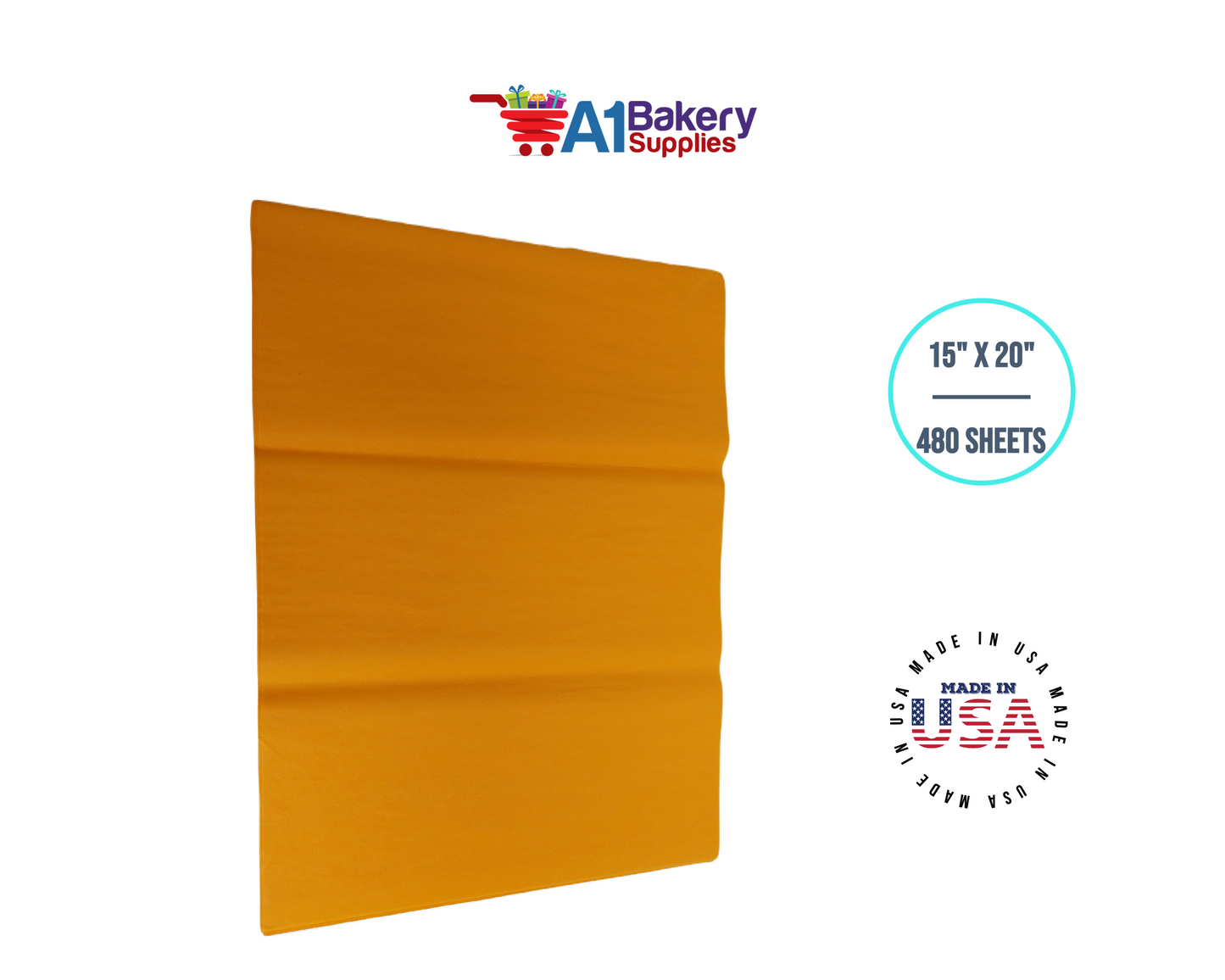 Tangerine Light Orange Bulk Tissue Paper 15 Inch x 20 Inch - 480 Sheets