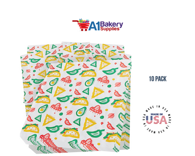 Deli Sandwich Wraps Basket Liners and Food Wrapping Liner Papers by A1 Bakery Supplies of 10 pack (Mexican Print)