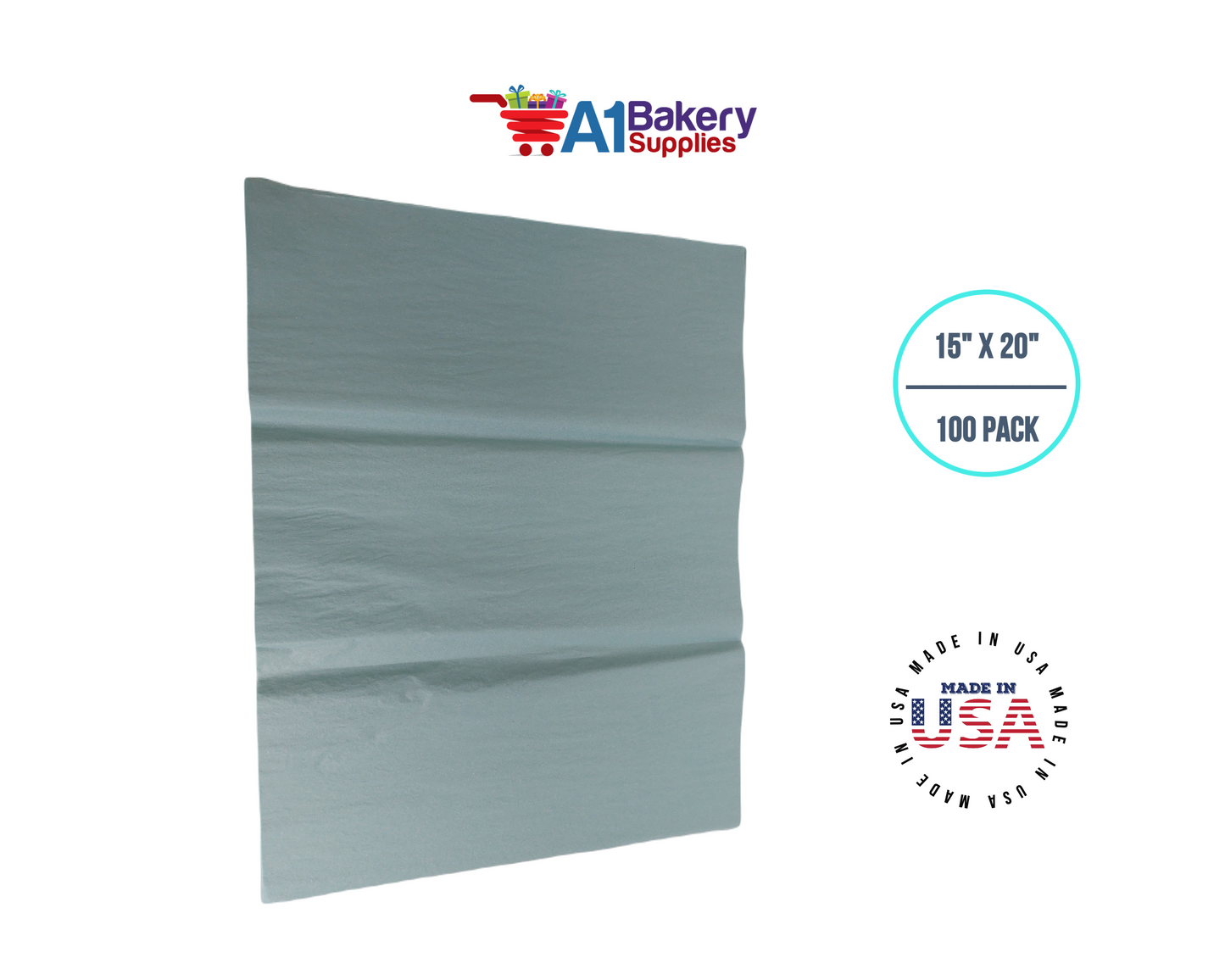 Blue Haze Tissue Paper Squares, Bulk 100 Sheets, Premium Gift Wrap and Art Supplies for Birthdays, Holidays, or Presents by A1BakerySupplies, Large 15 Inch x 20 Inch