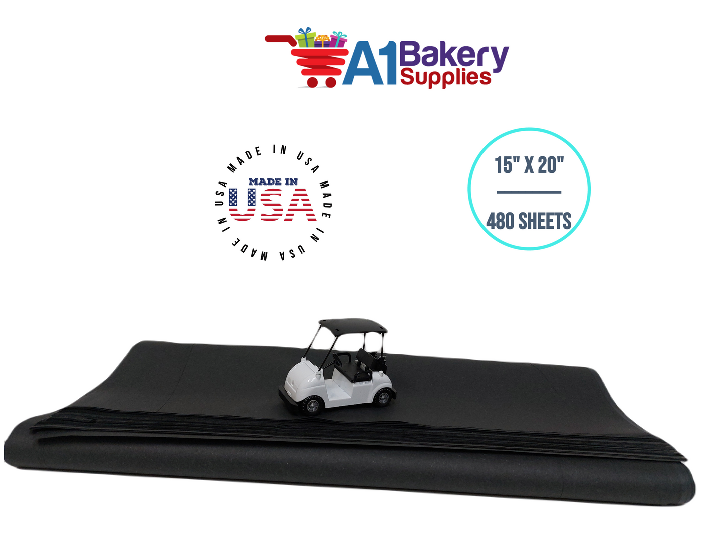 Black Color Tissue Paper 15 Inch x 20 Inch  - 480 Sheets