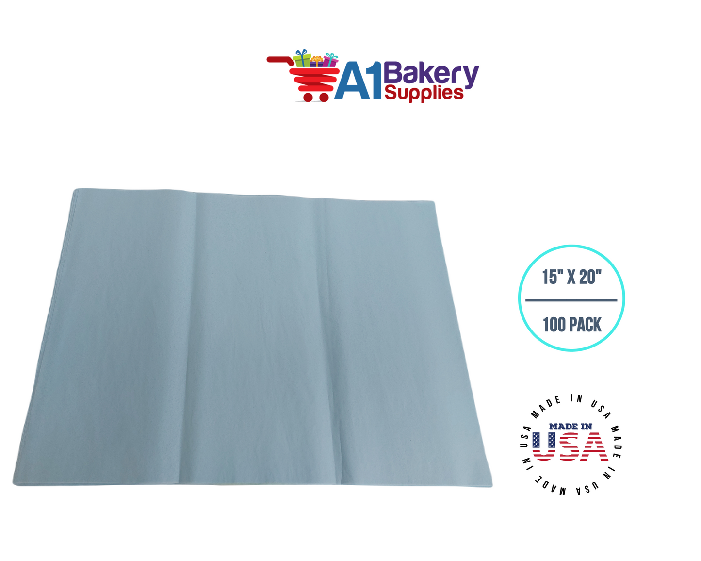 Light Blue Tissue Paper 15 Inch X 20 Inch - 100 Sheets