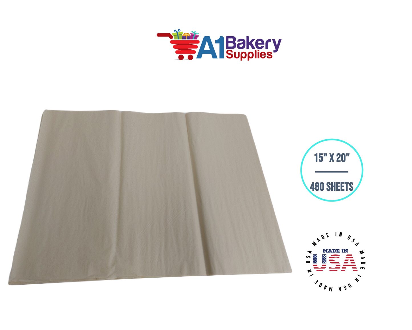 Parchment Tissue Paper Squares, Bulk 480 Sheets, Premium Gift Wrap and Art Supplies for Birthdays, Holidays, or Presents by A1BakerySupplies, Large 15 Inch x 20 Inch