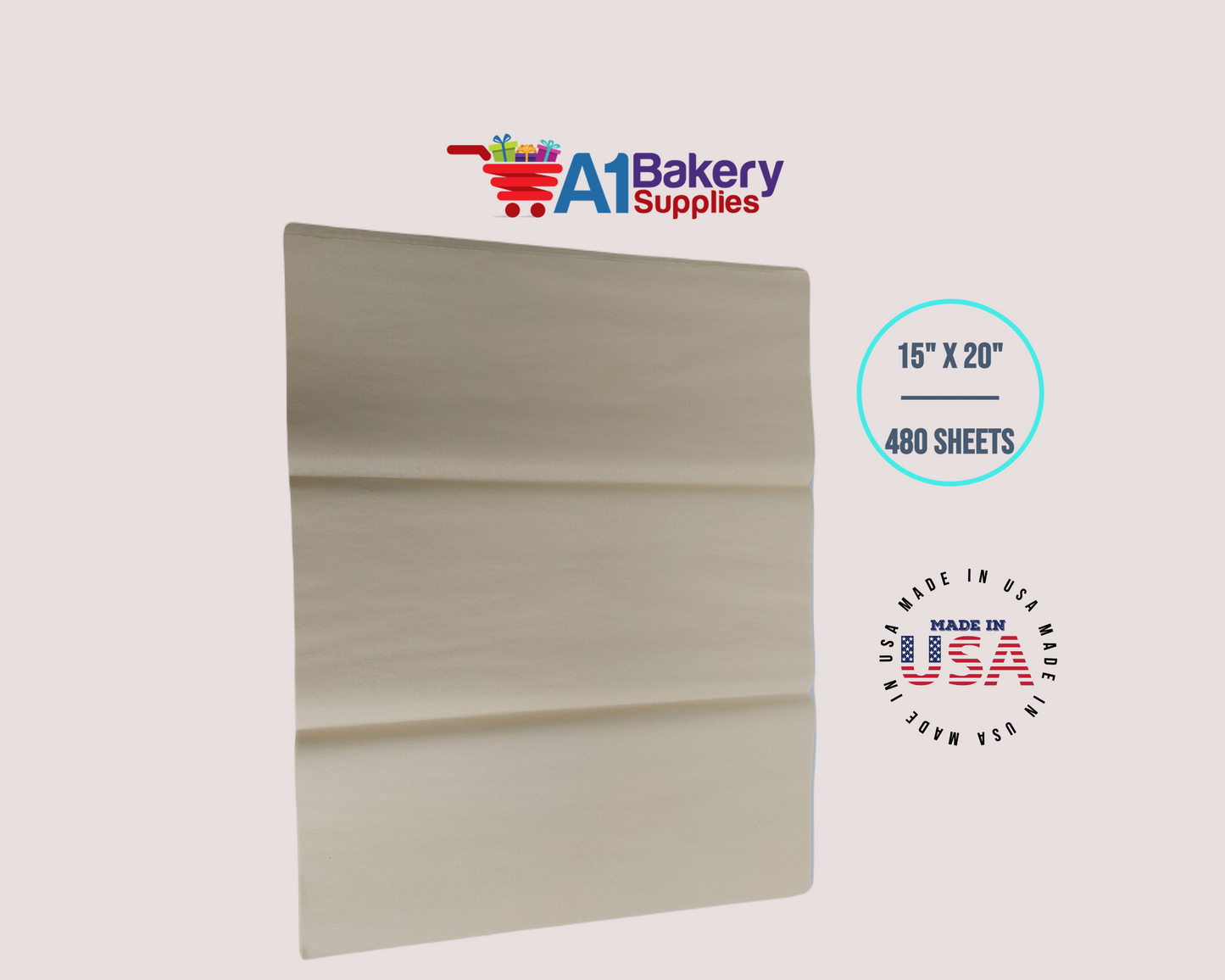 French Vanilla  Tissue Paper Squares, Bulk 480 Sheets, Premium Gift Wrap and Art Supplies for Birthdays, Holidays, or Presents by A1BakerySupplies, Large 15 Inch x 20 Inch