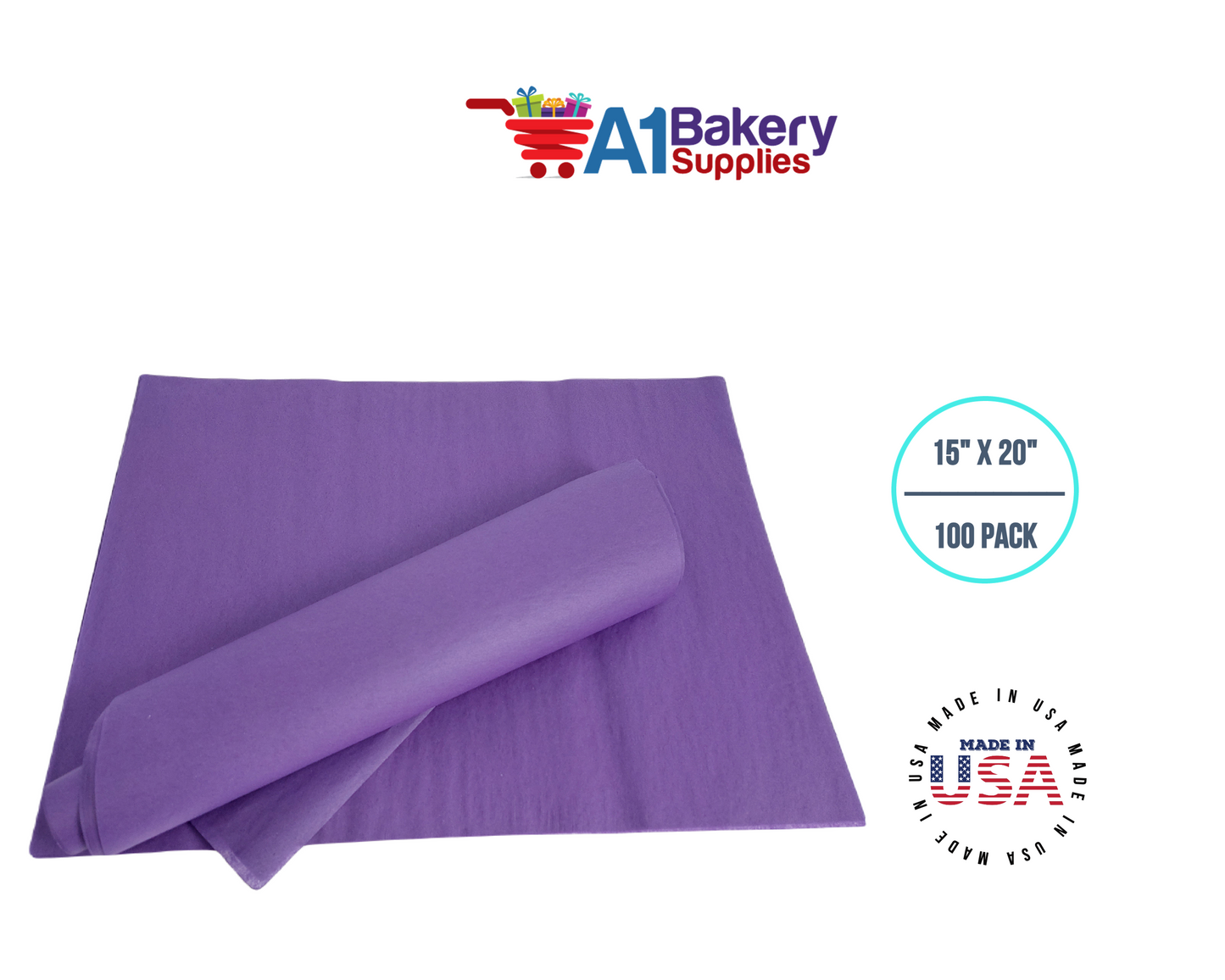 Purple Color Gift Wrap Tissue Paper 15 Inch x 20 Inch - 100 Sheets Pack