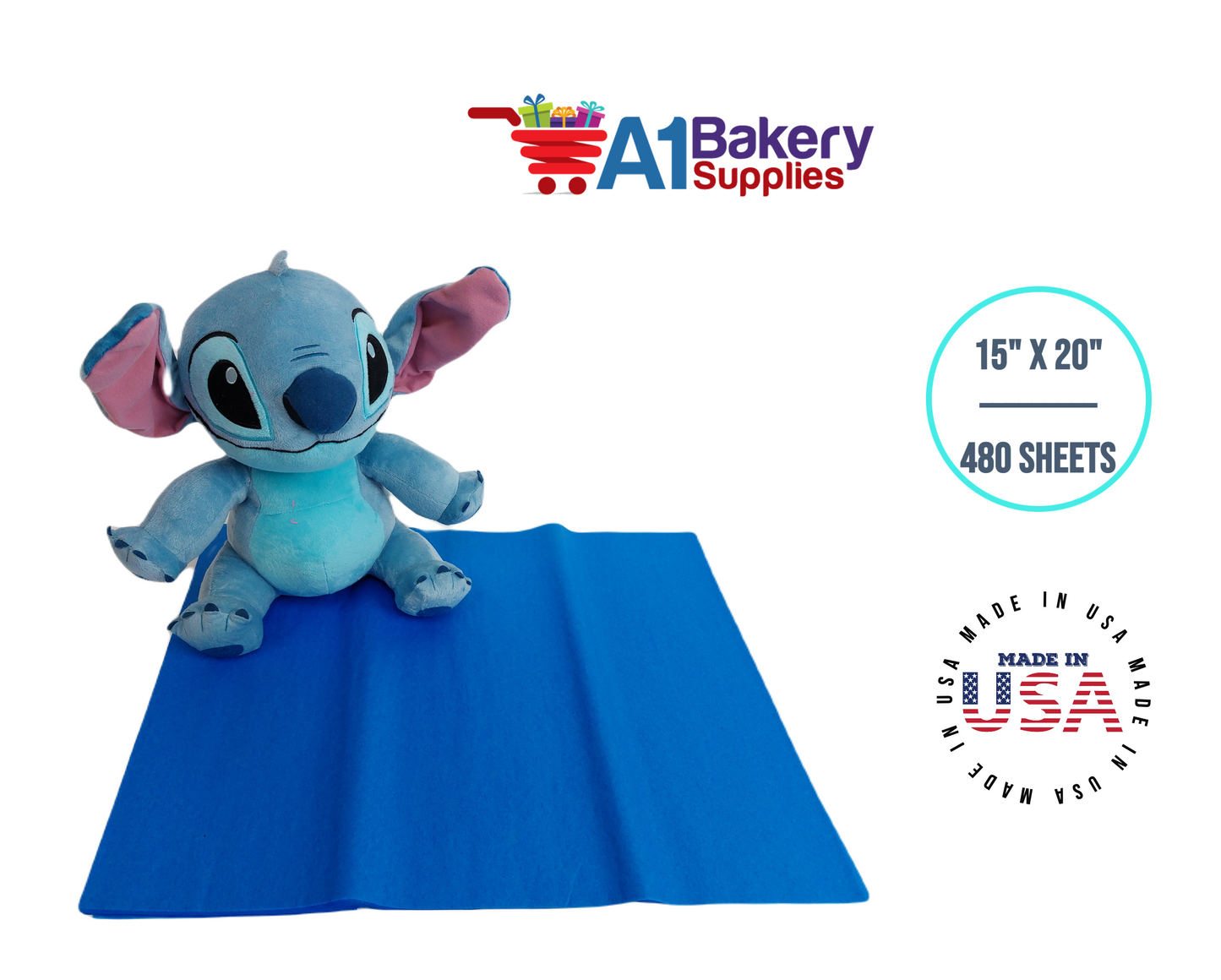 Sapphire Blue Tissue Paper Squares, Bulk 480 Sheets, Premium Gift Wrap and Art Supplies for Birthdays, Holidays, or Presents by A1BakerySupplies, Large 15 Inch x 20 Inch