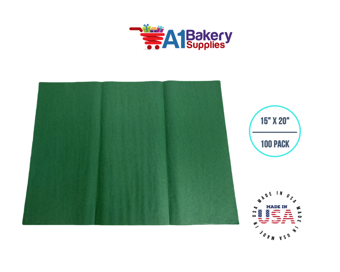 Holiday Green Wrap Tissue Paper 15 Inch X 20 Inch - 100 Sheets