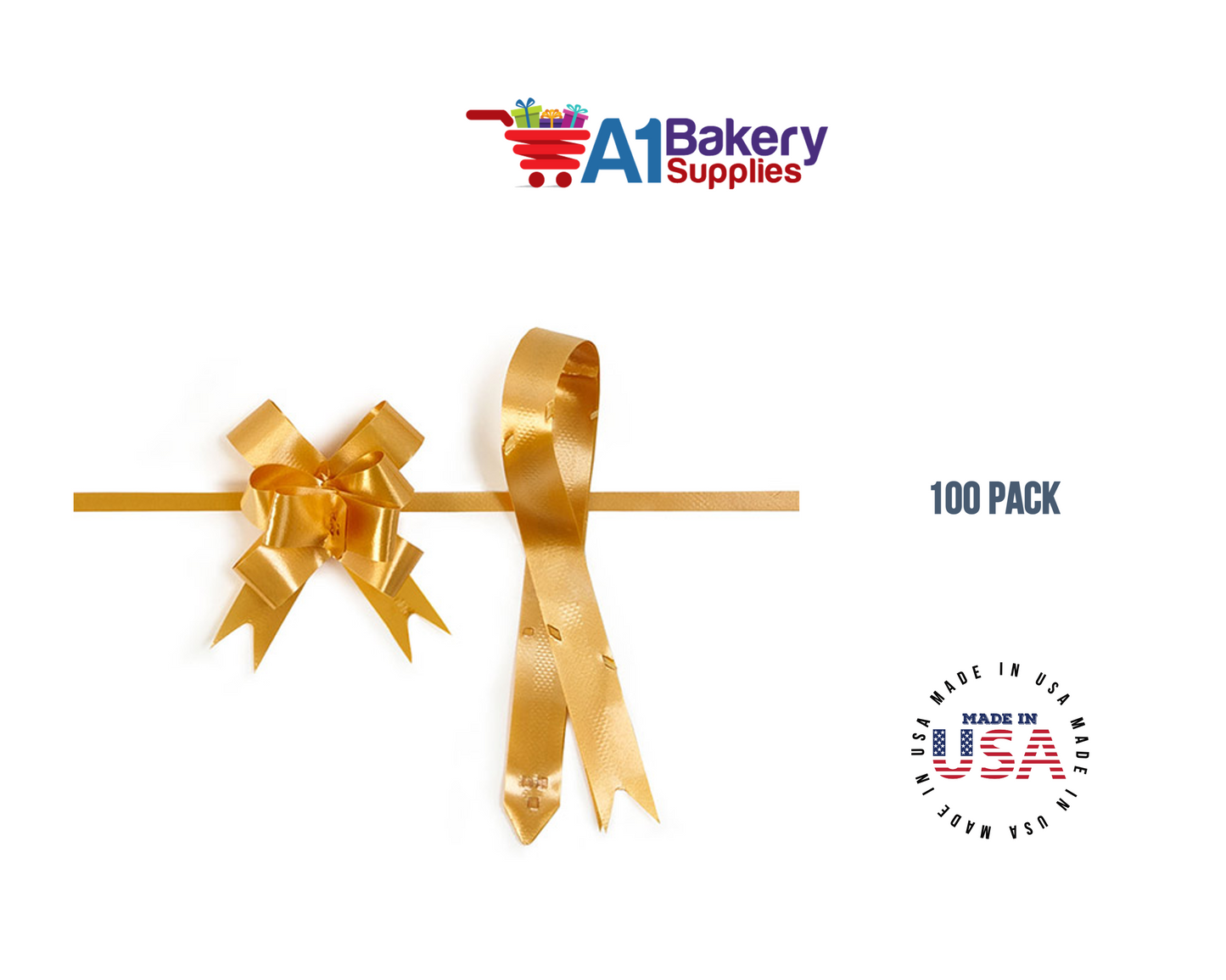 Gold 4" Butterfly pull bows of 100 Pack by A1 Bakery supplies