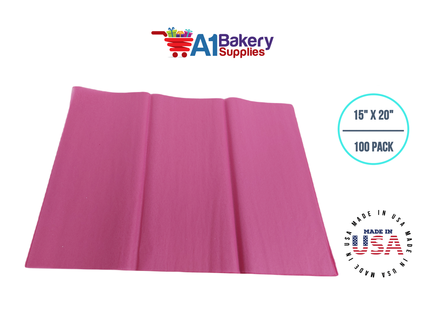 Cerise Pink Tissue Paper Squares, Bulk 100 Sheets, Premium Gift Wrap and Art Supplies for Birthdays, Holidays, or Presents by A1BakerySupplies, Large 15 Inch x 20 Inch