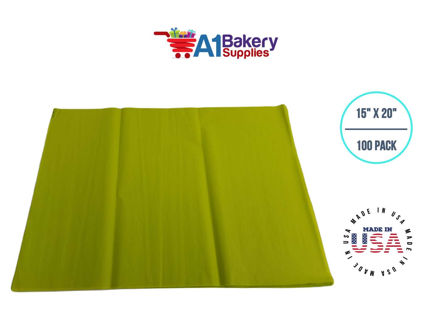 Citrus green Tissue Paper 15 Inch x 20 Inch - 100 Sheets