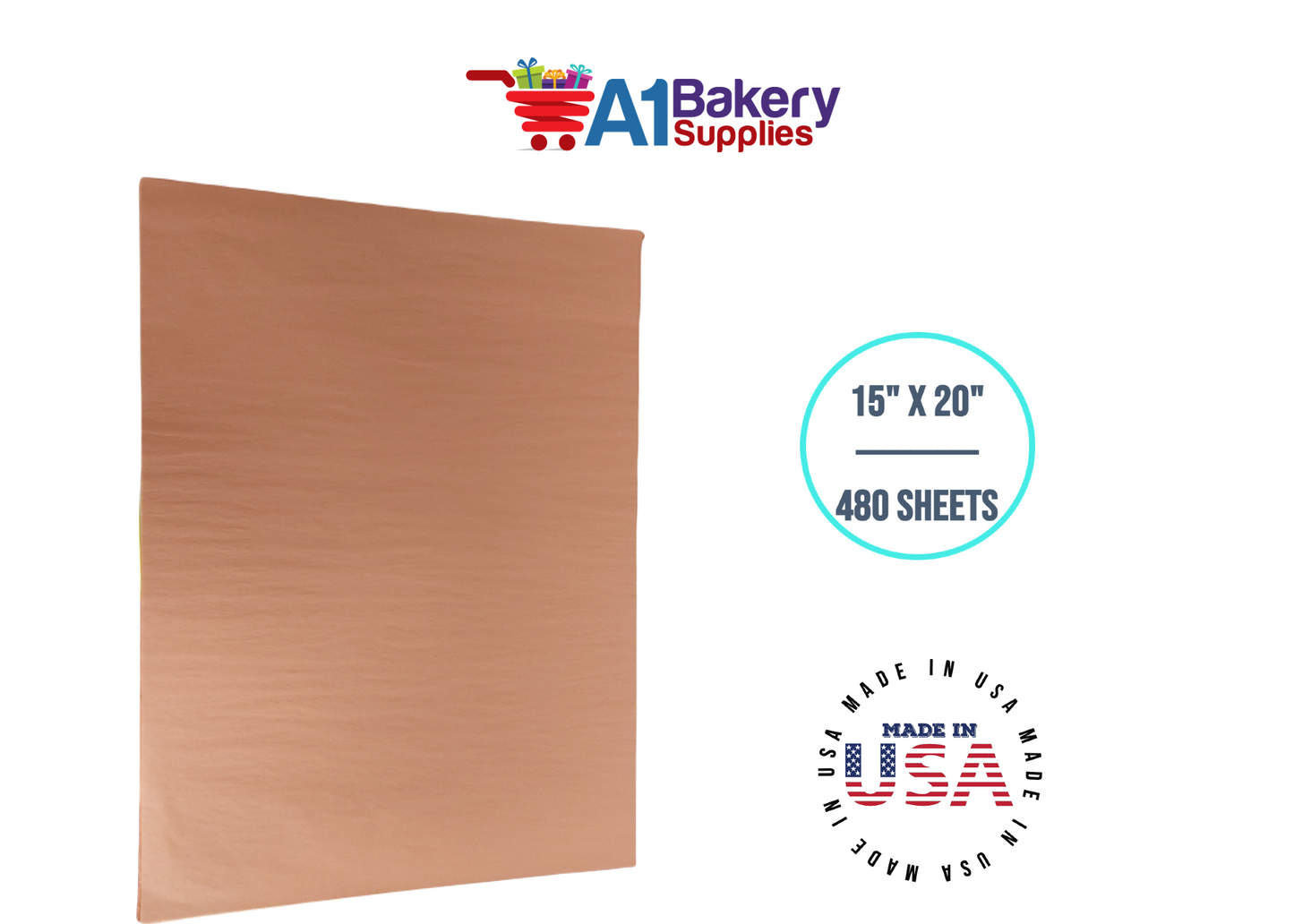 Terra Cotta Tissue Paper Squares Bulk  480 Sheets Premium Gift Wrap and Art Supplies for Birthdays Holidays or Presents by A1 Bakery Supplies Large 15 Inch x 20 Inch