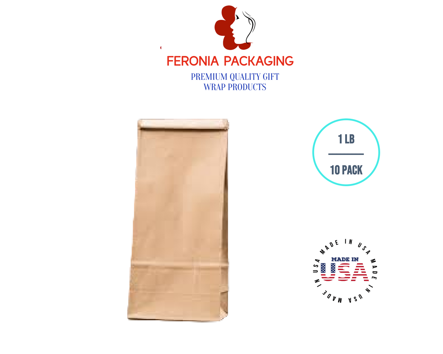 1 LB Kraft Poly-Lined Reclosable Tin Tie Bags Without Window - 10 Pack