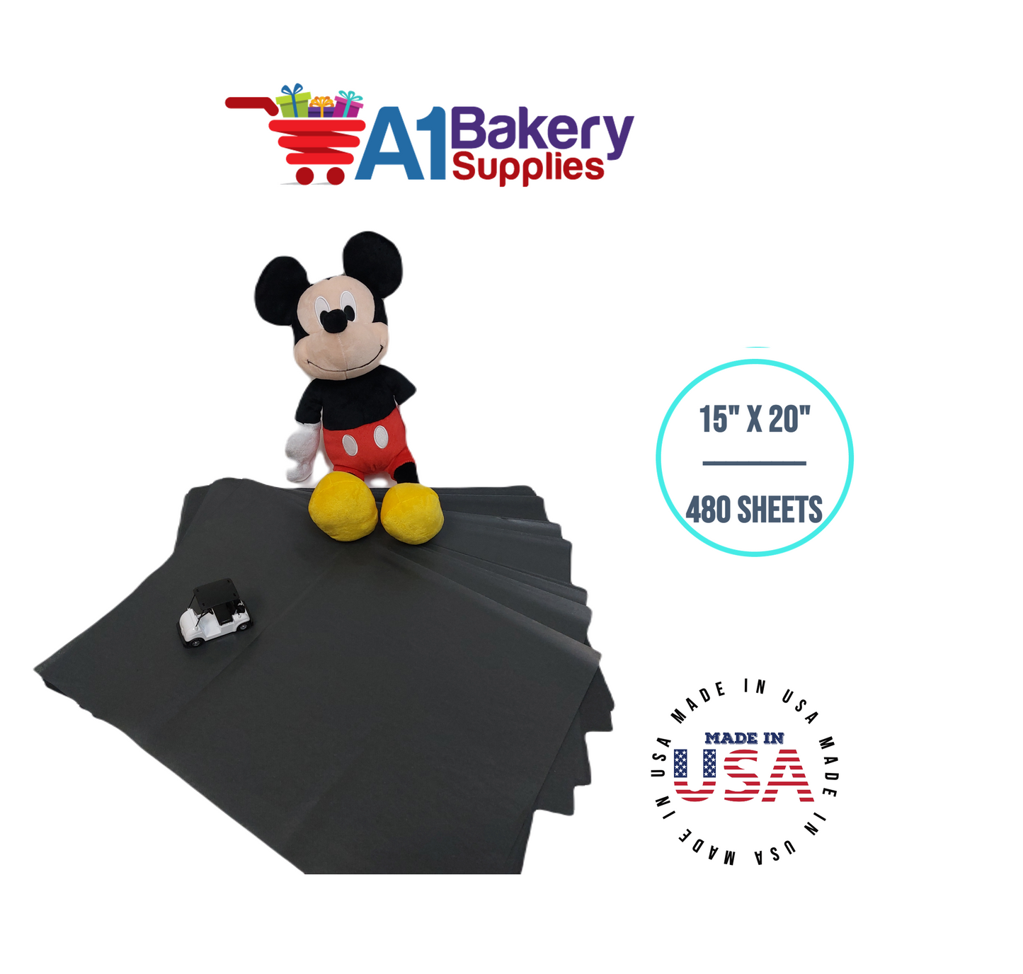 Black Color Tissue Paper 15 Inch x 20 Inch  - 480 Sheets