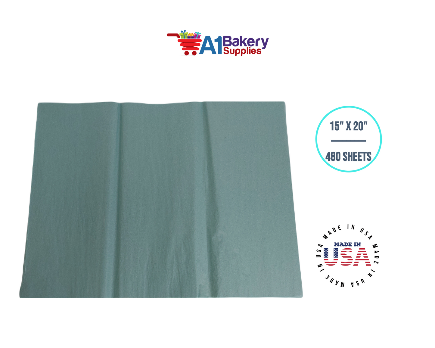 Blue Haze Tissue Paper Squares, Bulk 480 Sheets, Premium Gift Wrap and Art Supplies for Birthdays, Holidays, or Presents by A1BakerySupplies, Large 15 Inch x 20 Inch