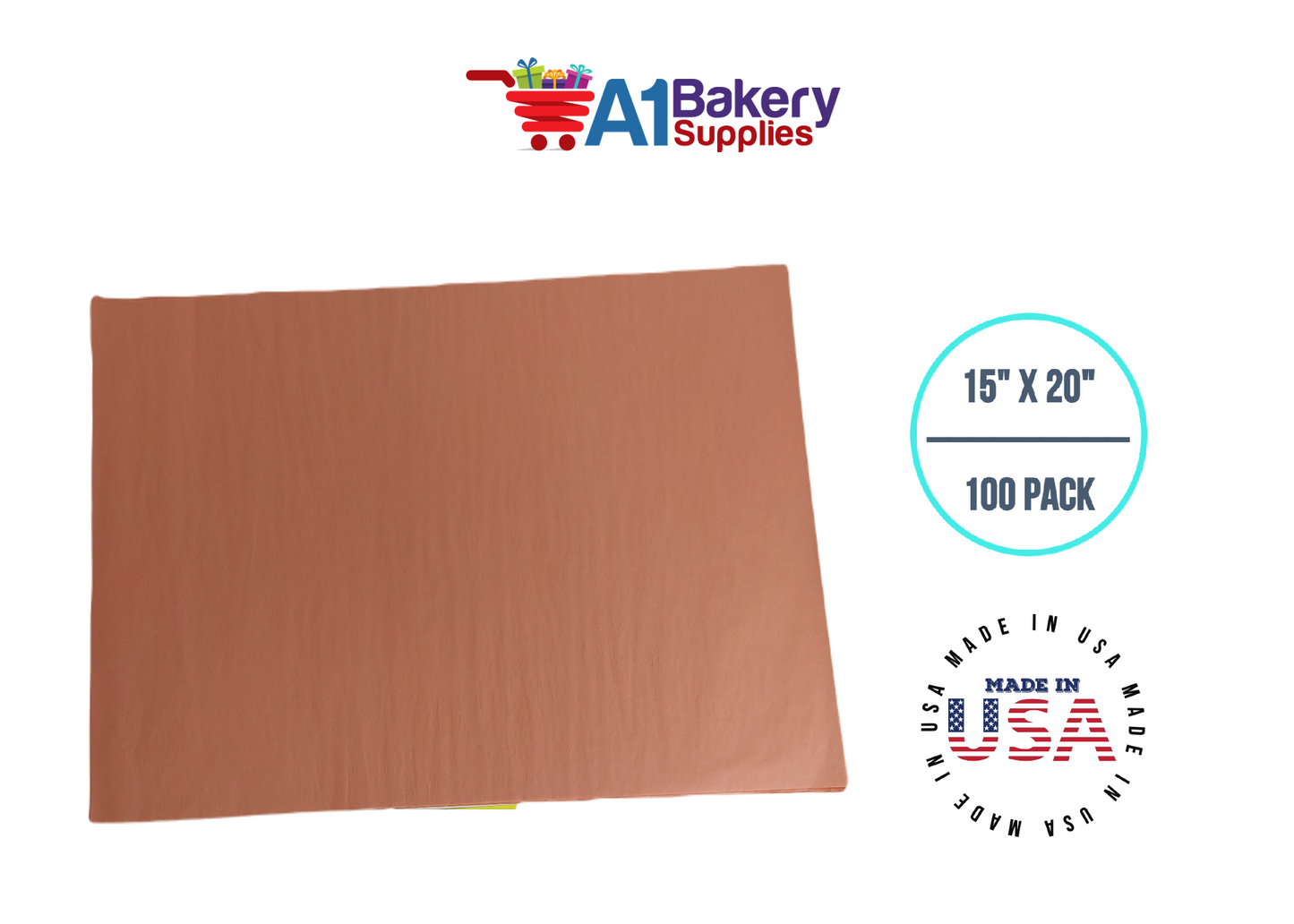 Terra Cotta Tissue Paper Squares Bulk 100 Sheets Premium Gift Wrap and Art Supplies for Birthdays Holidays or Presents by A1 Bakery Supplies Medium 15 Inch x 20 Inch