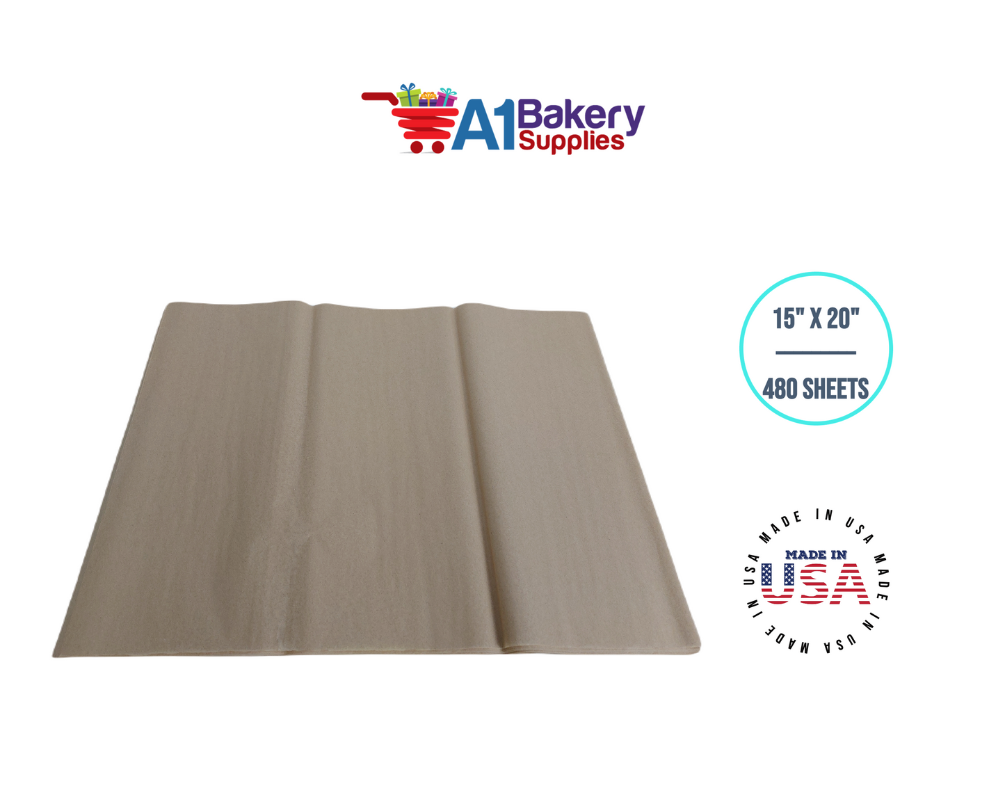 Desert Tan  Tissue Paper Squares, Bulk 480 Sheets, Premium Gift Wrap and Art Supplies for Birthdays, Holidays, or Presents by A1BakerySupplies, Large 15 Inch x 20 Inch